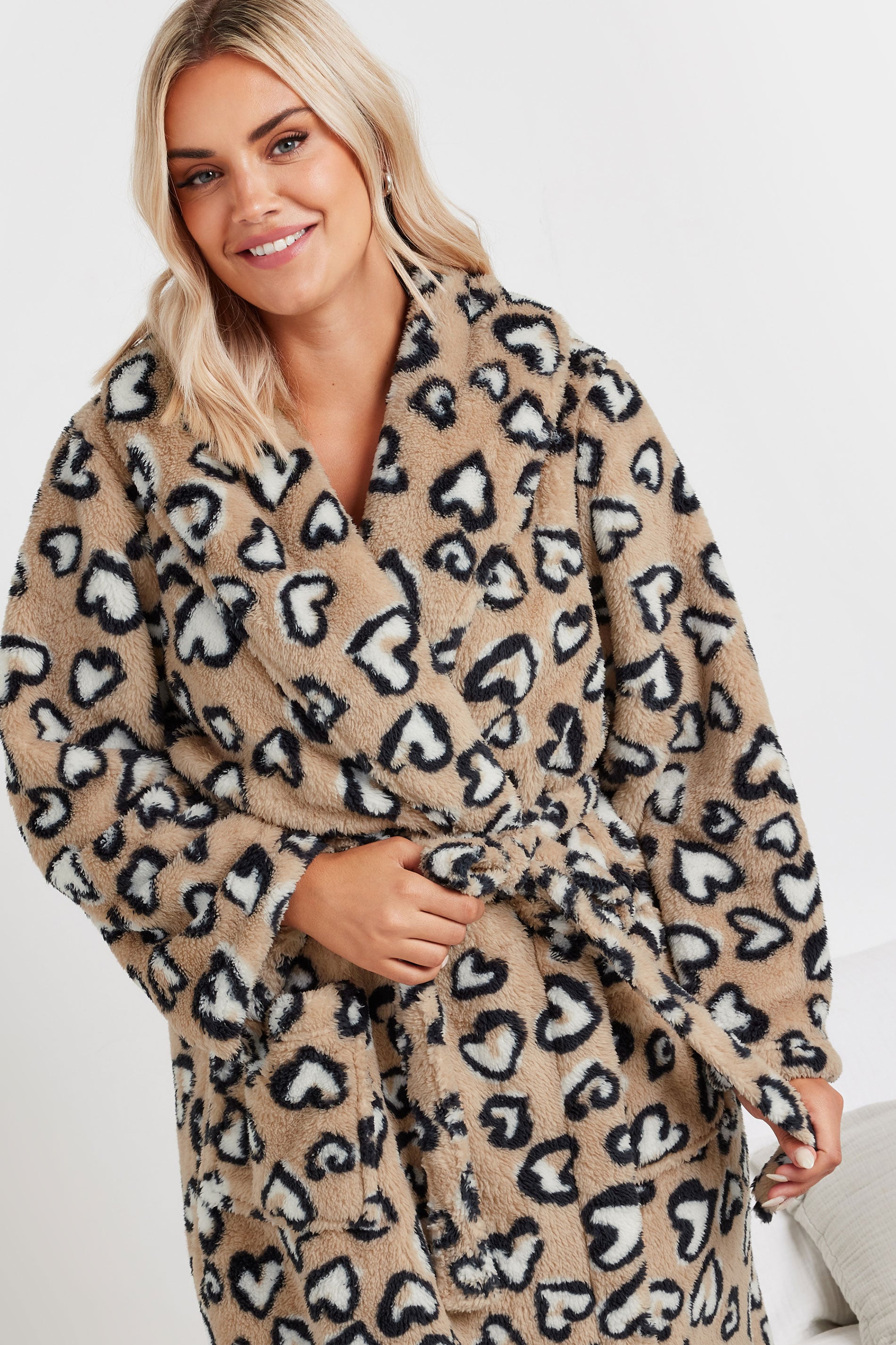  YOURS - Robe De Chambre Beige Léopard En Polaire