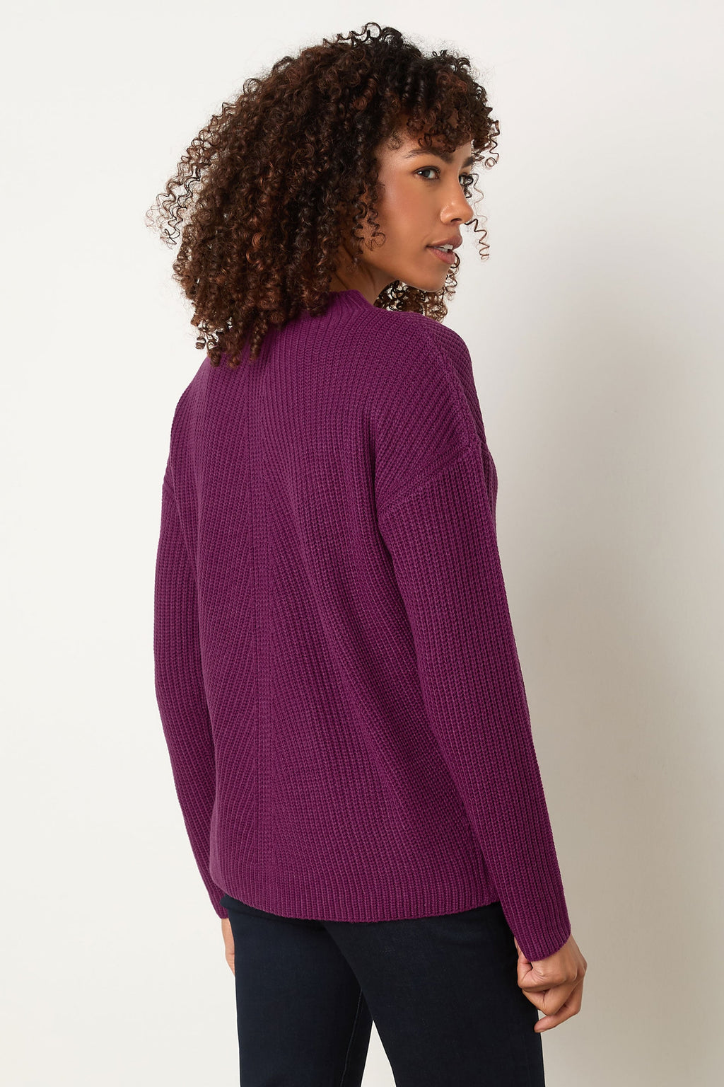  M&Co Berry Purple Funnel Neck Knitted Jumper