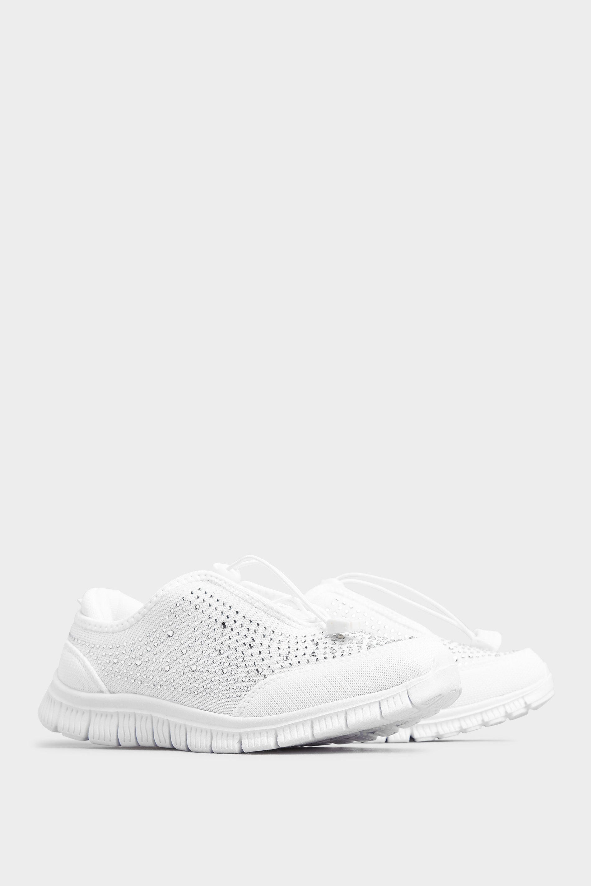  Baskets Blanches Empiècement Strass Pieds Larges EEE