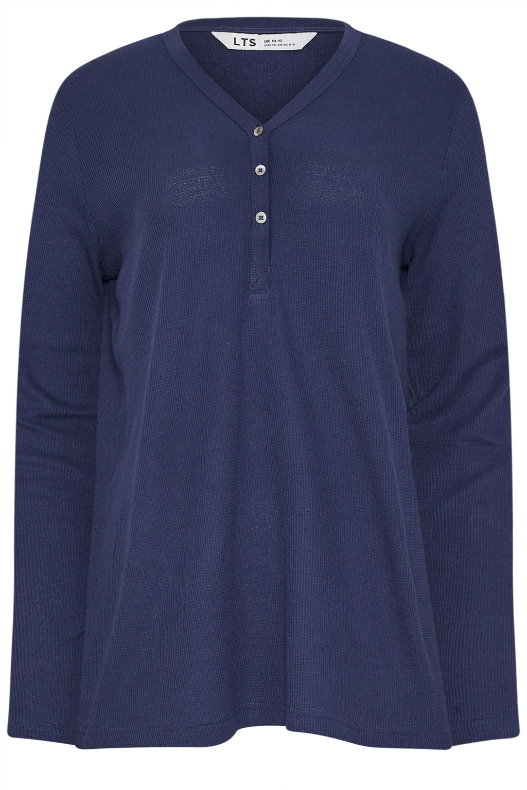  LTS Tall Blue Cotton Waffle Pyjama Top