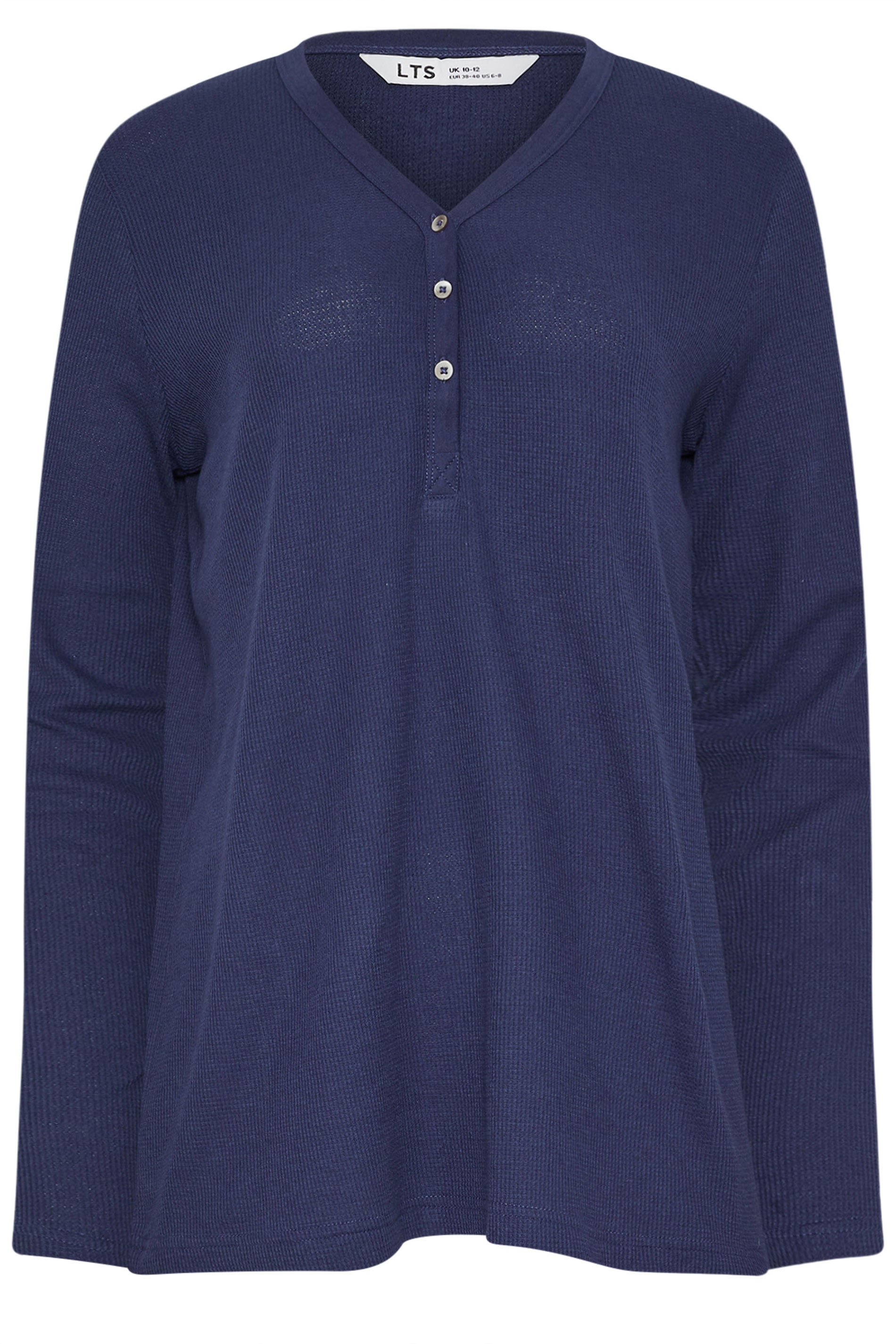  LTS Tall Blue Cotton Waffle Pyjama Top