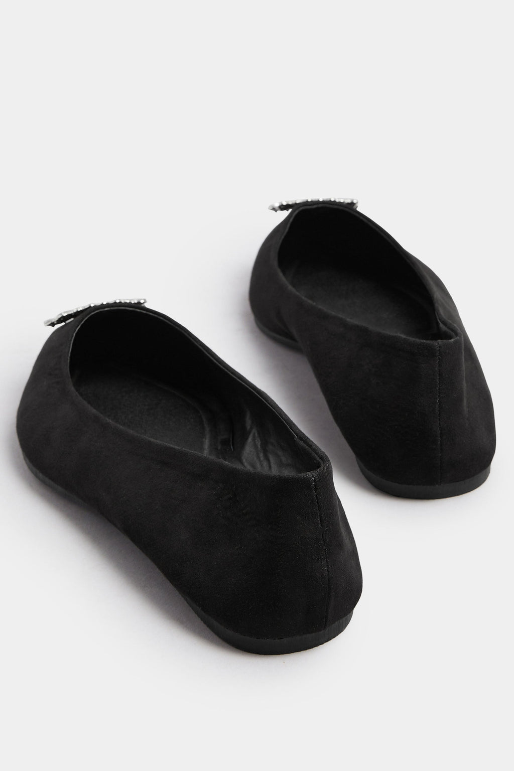 Ballerines Pointues En Faux Daim Noir à Strass, Coupe Extra Large EEE