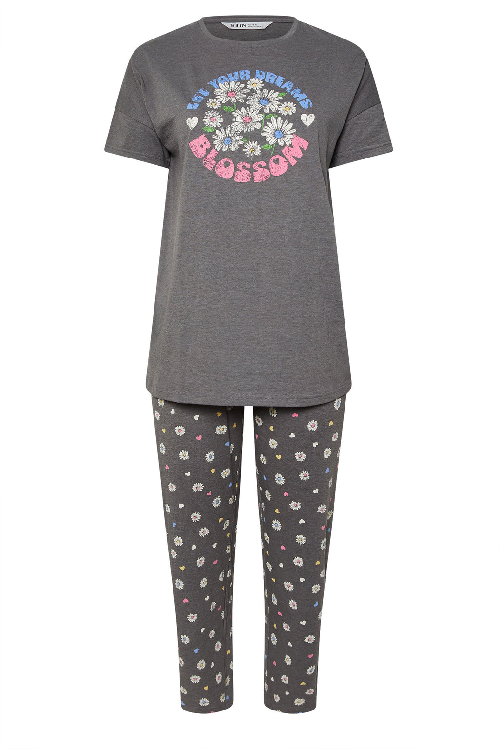  YOURS - Ensemble De Pyjama Gris 'Let Your Dreams Blossom'