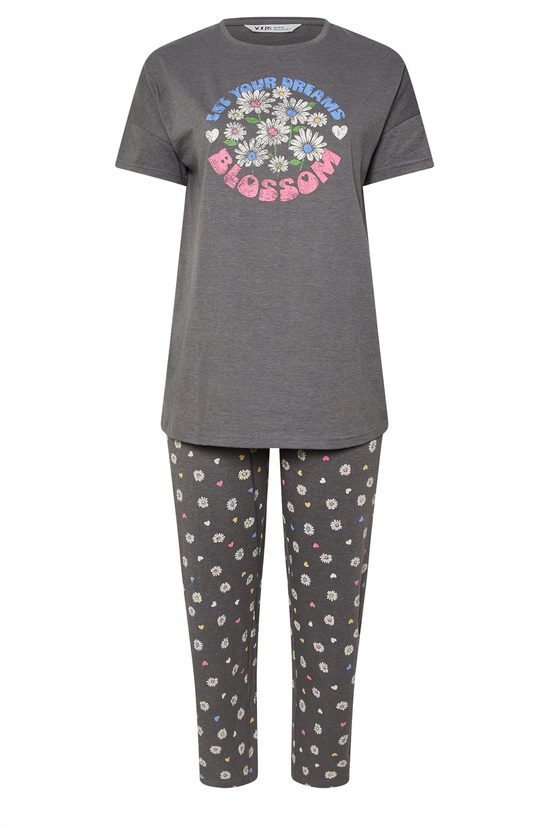  YOURS - Ensemble De Pyjama Gris 'Let Your Dreams Blossom'