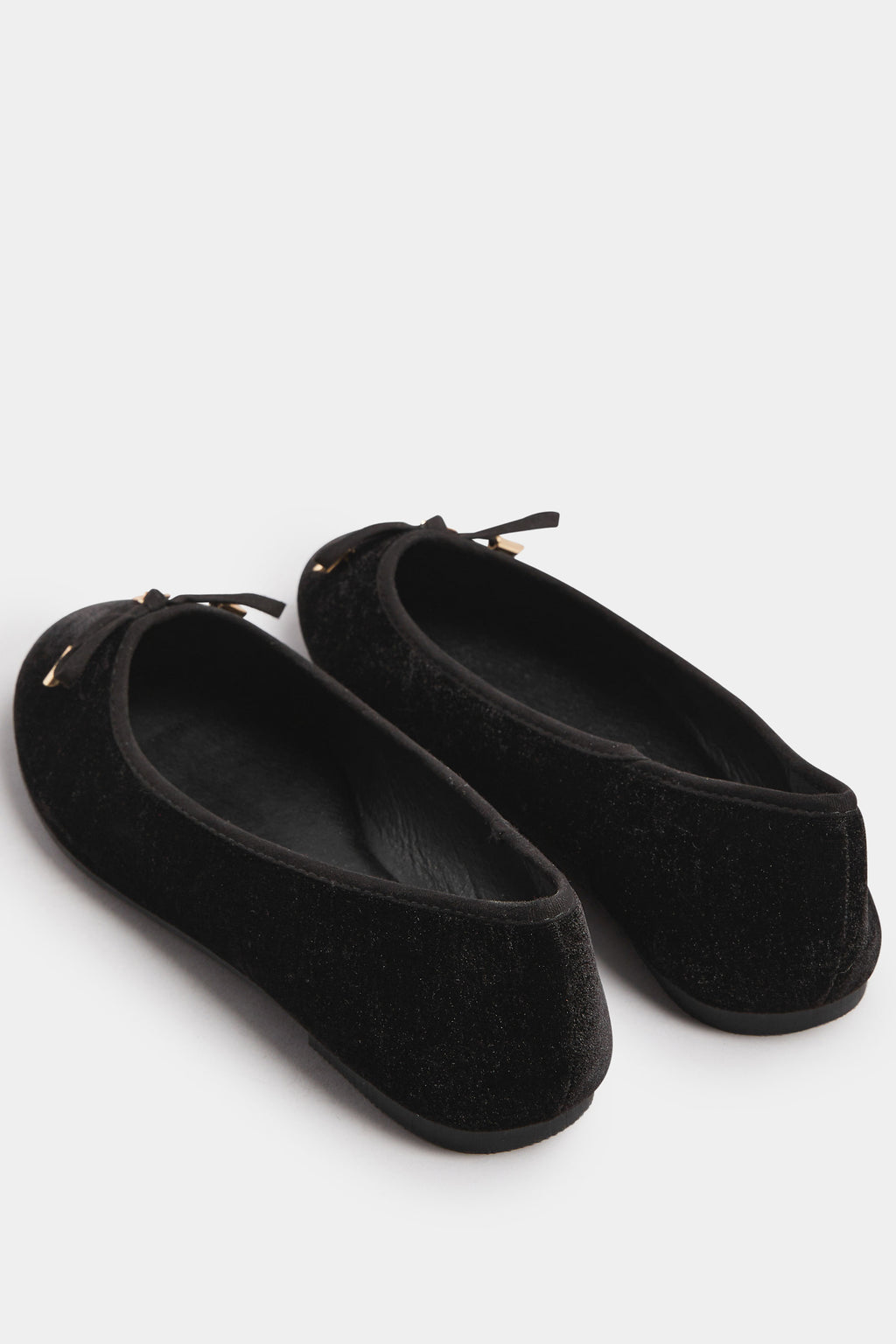  LTS Black Velvet Bow Ballerina Pumps In Standard Fit