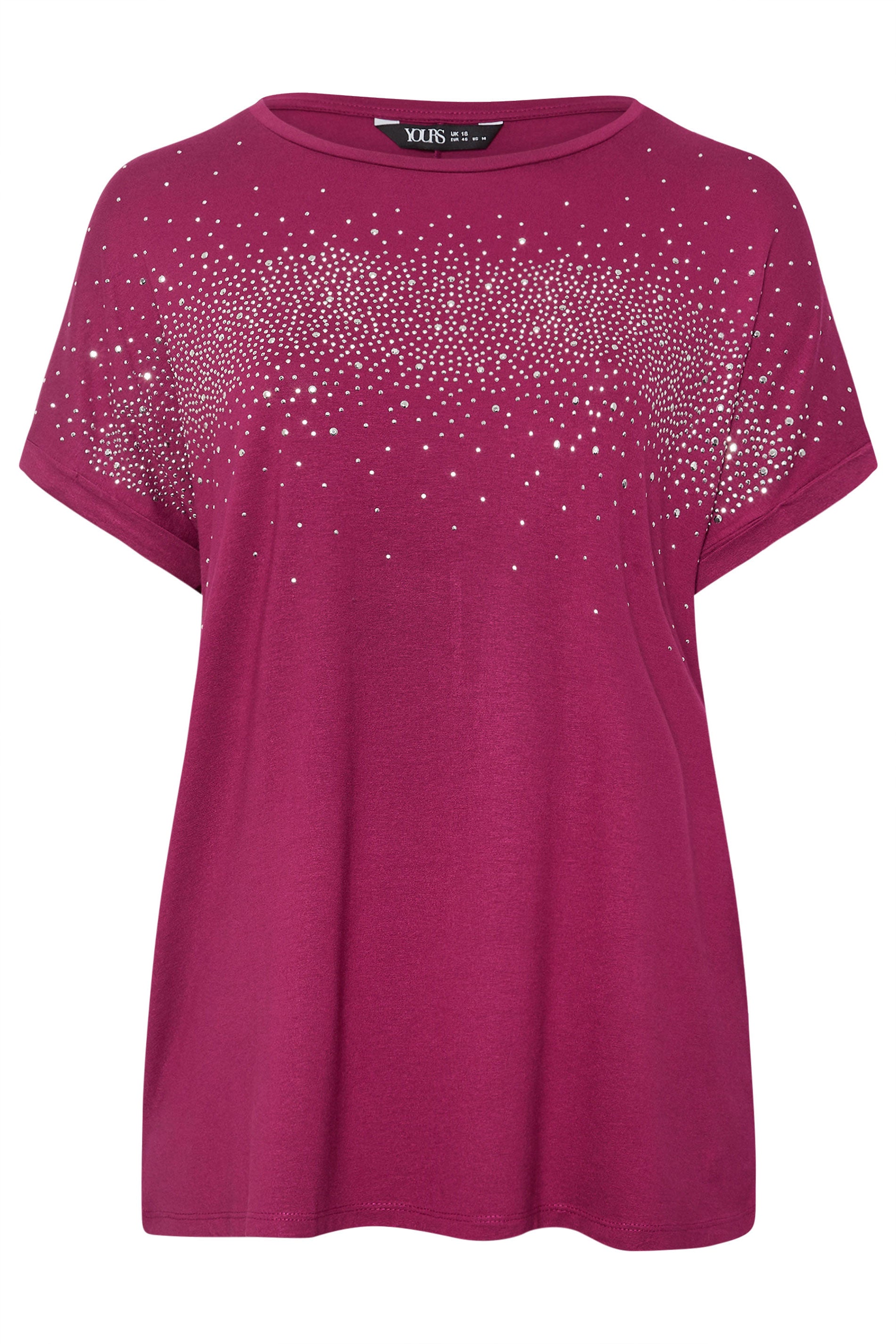  YOURS - T-Shirt Rose Fushia Empiècement Strass