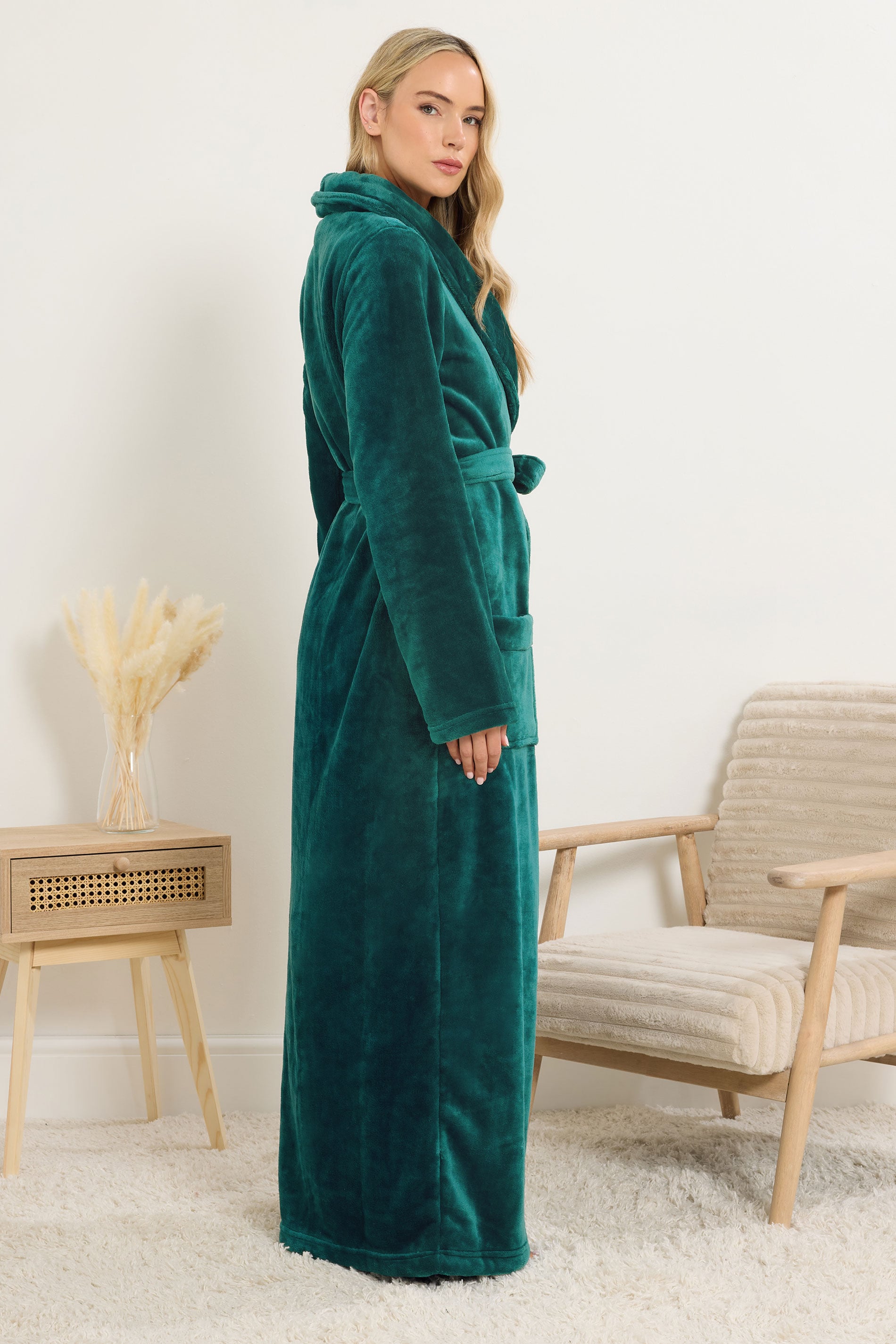  LTS Tall Teal Green Super Luxe Maxi Dressing Gown