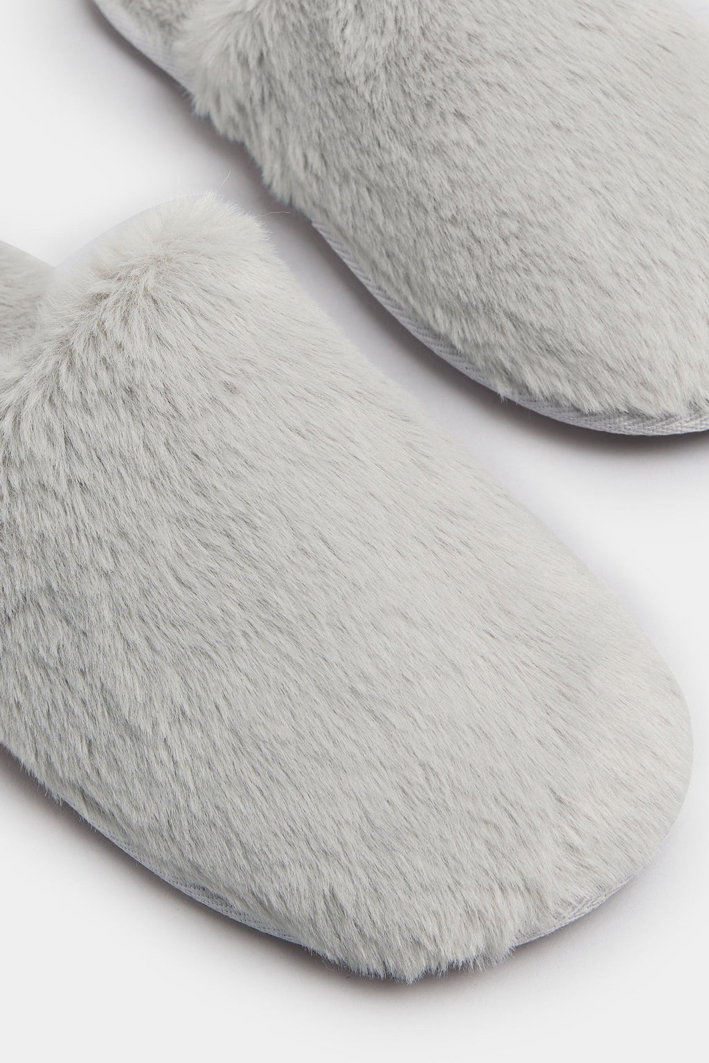  Chaussons Mules En Fausse Fourrure Grise