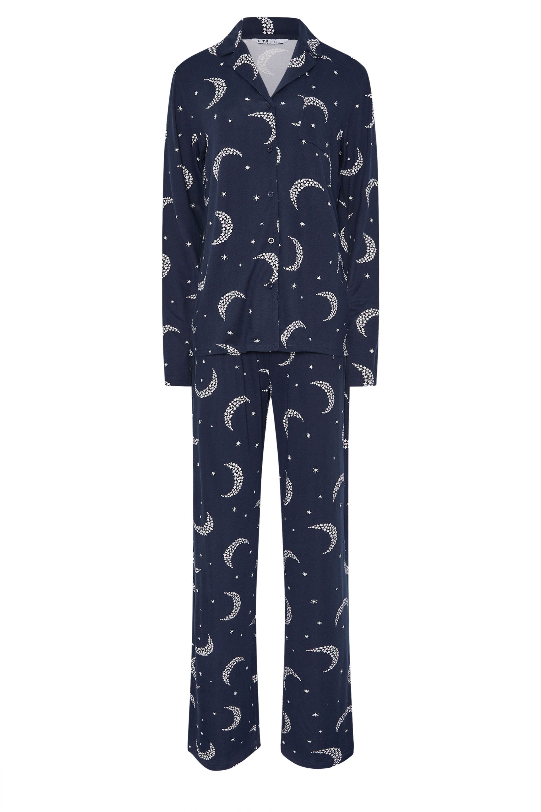  LTS Tall Navy Blue Soft Touch Moon Pyjama Set