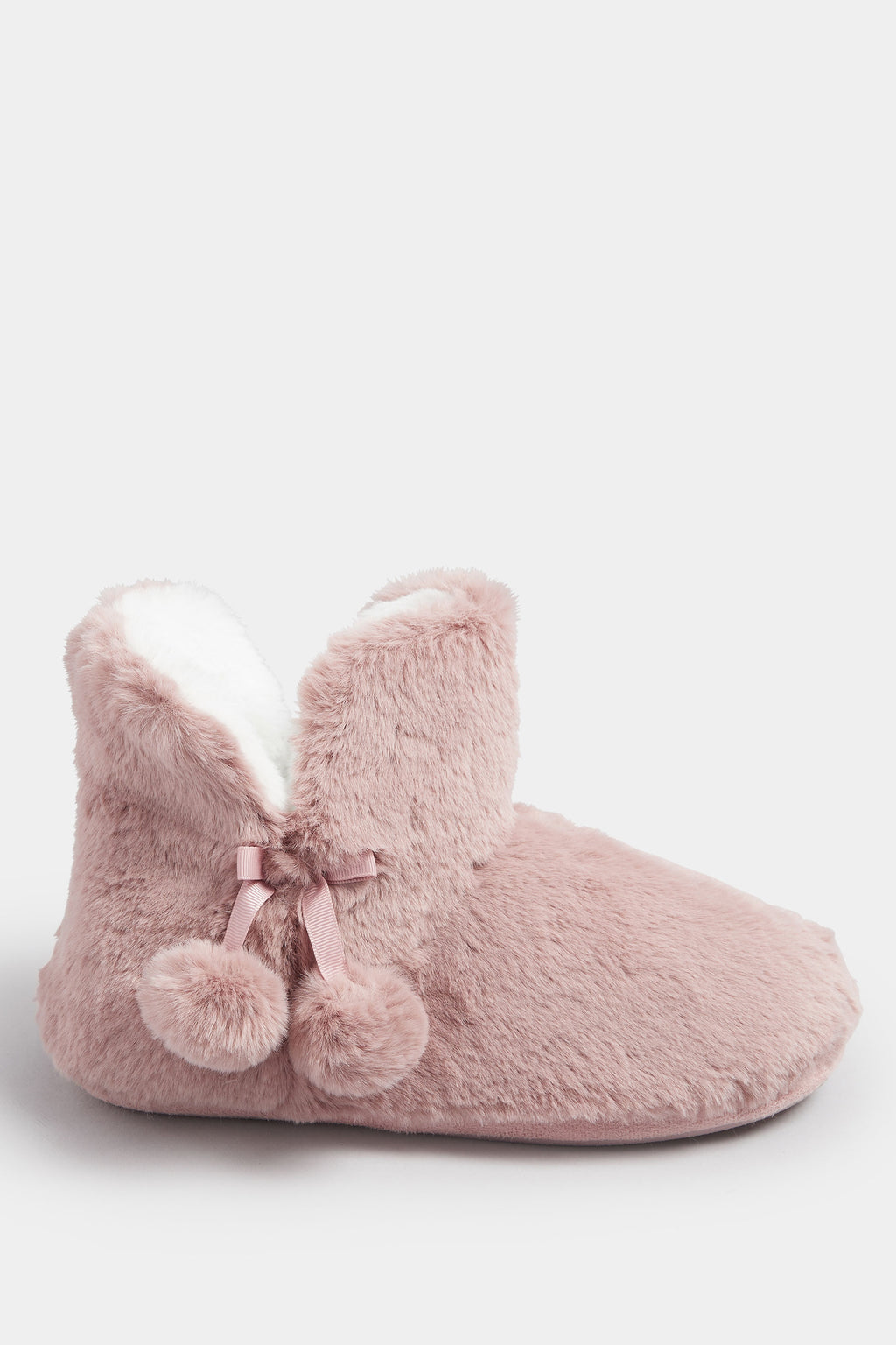  Chaussons Bottes En Fausse Fourrure à Pompons Roses