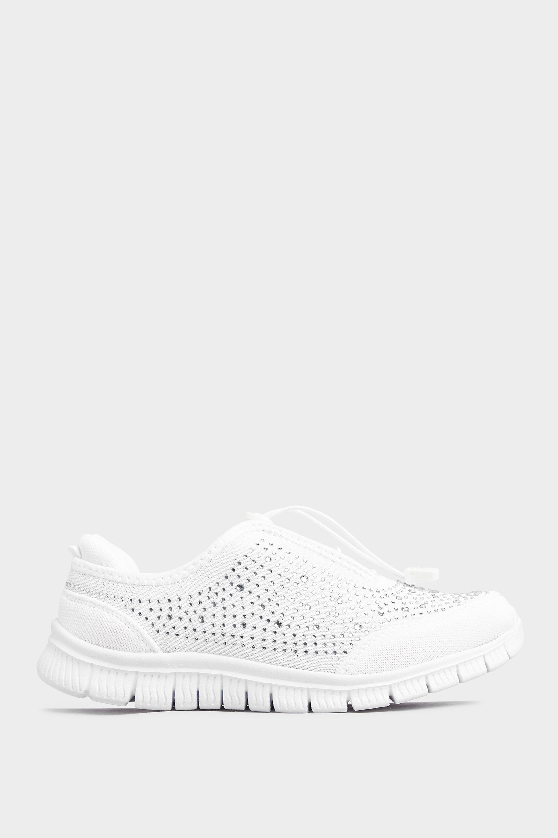  Baskets Blanches Empiècement Strass Pieds Larges EEE