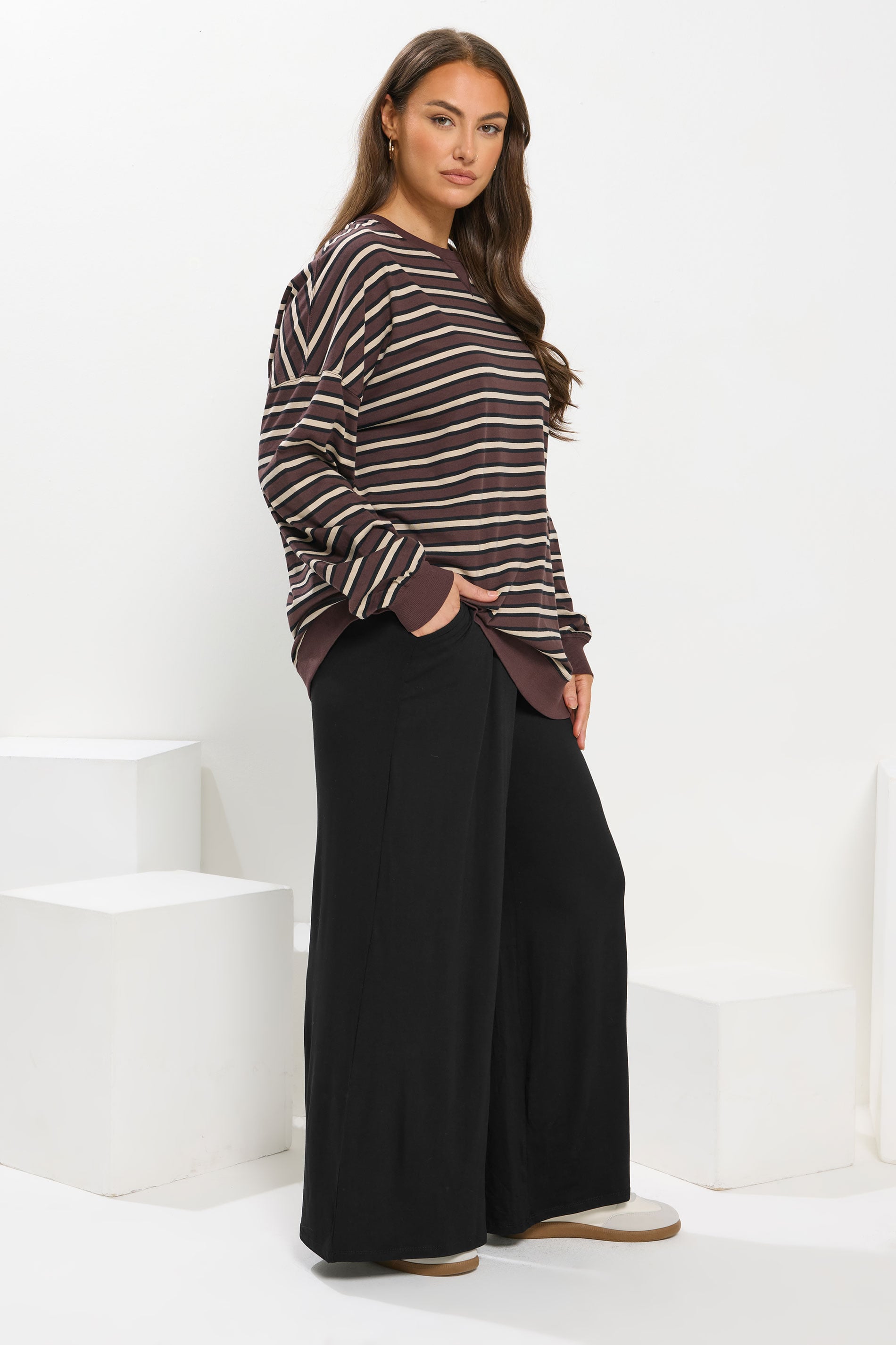  YOURS - Pantalon Noir Stretch Wide Leg