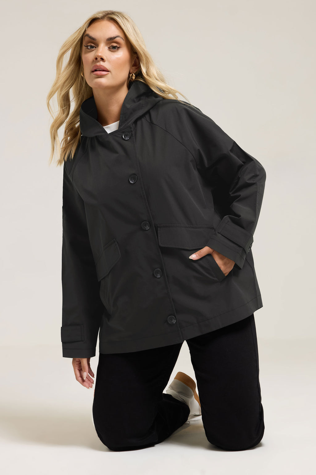  YOURS Curve Veste Raglan à Capuche Noire