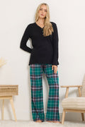  LTS Tall Turquoise Green Cotton Check Pyjama Bottoms