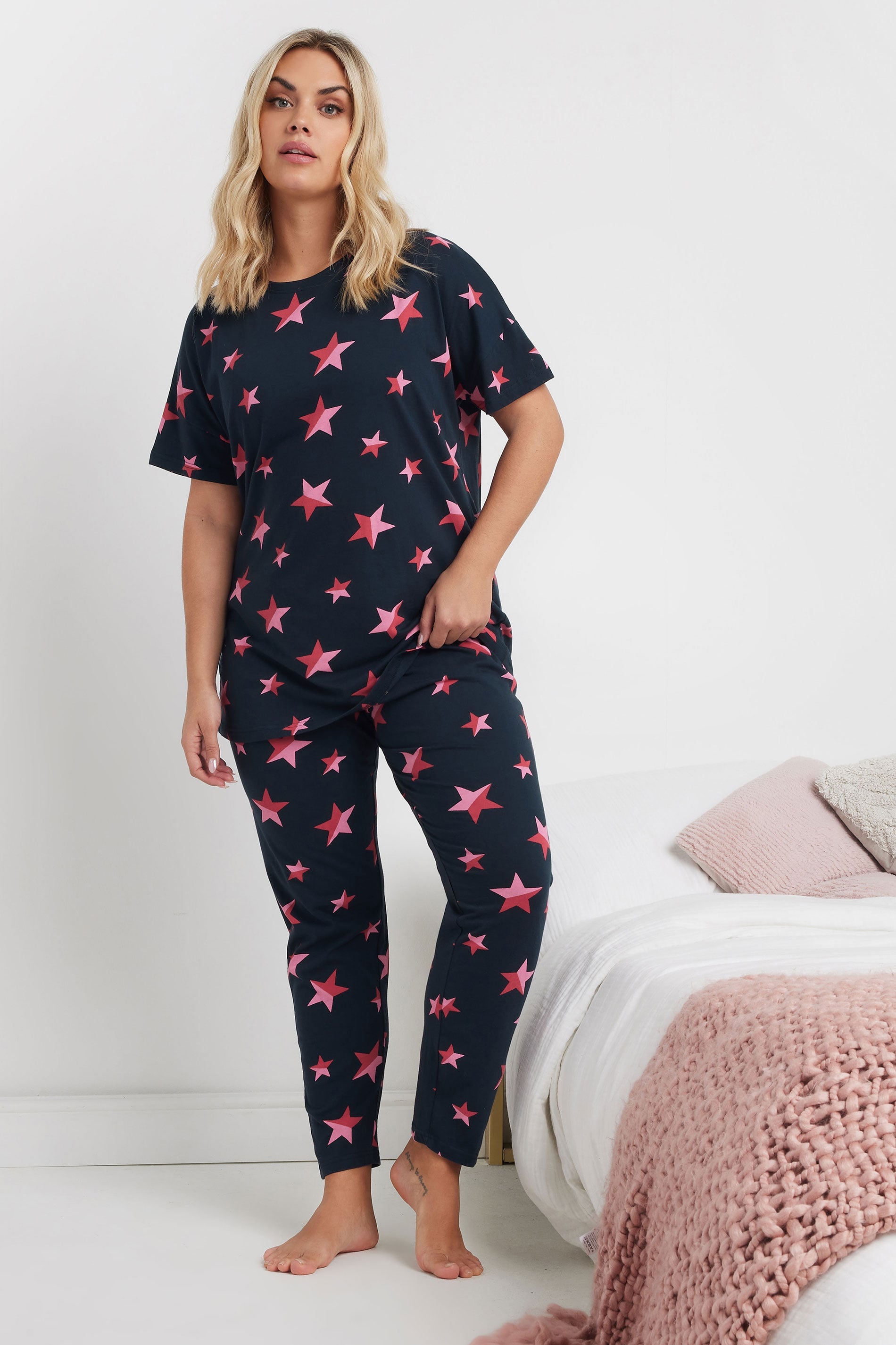  YOURS - Ensemble De Pyjama Bleu Marine Étoiles Roses