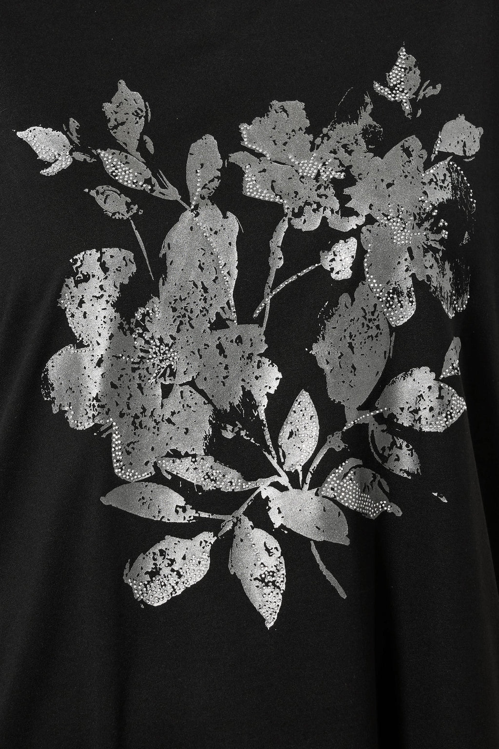  EVANS Curve Black Floral Stud Detail Top