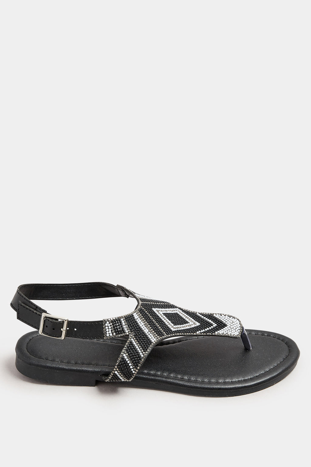  Sandales Noires Design Perles Pieds Larges E & Extra Larges EEE