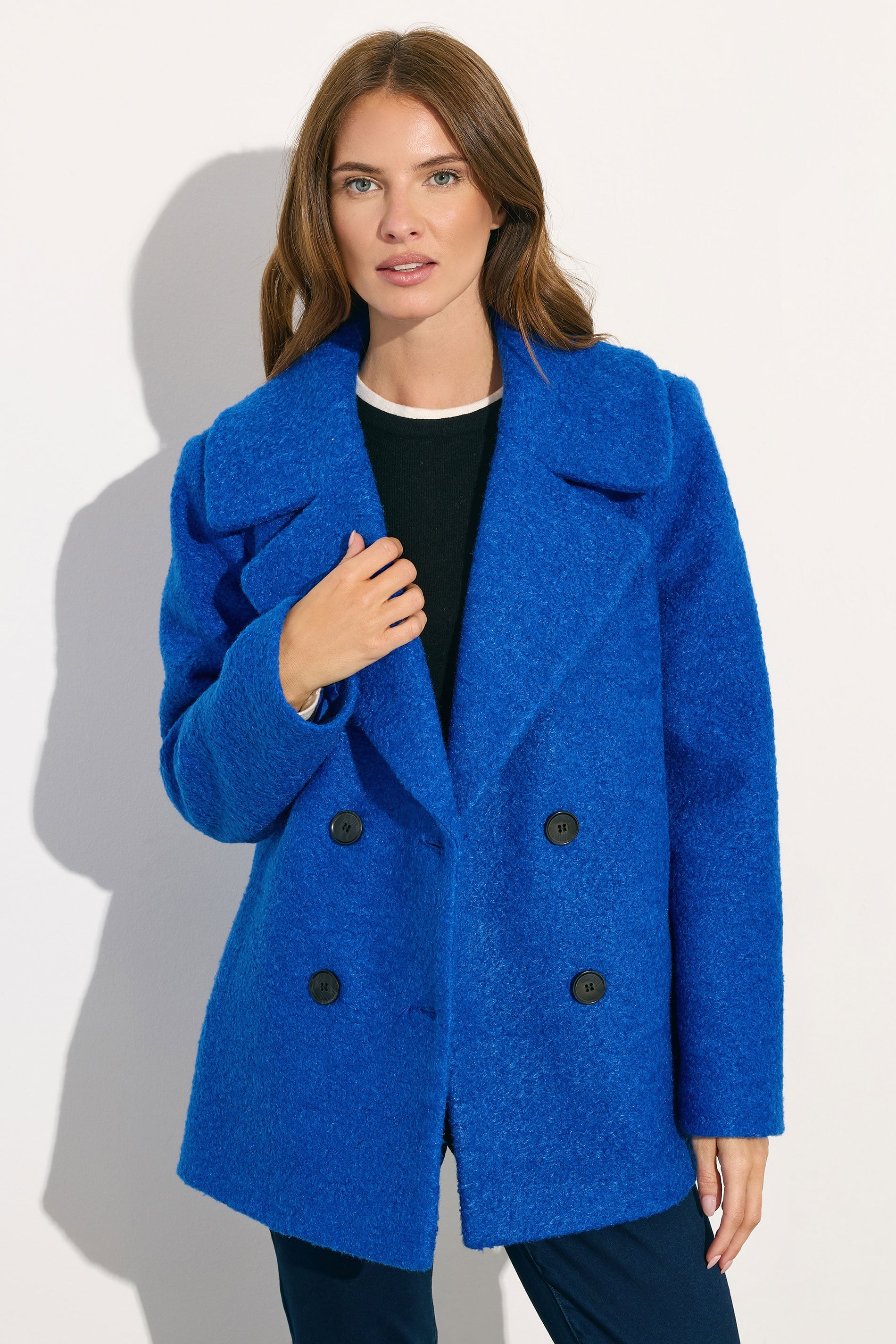  M&Co Cobalt Blue Double Breasted Boucle Jacket