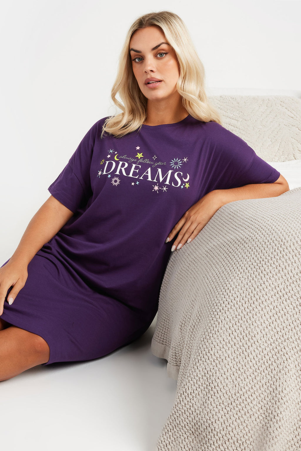  YOURS - Lot De 2 Chemises De Nuit Violette & Grise