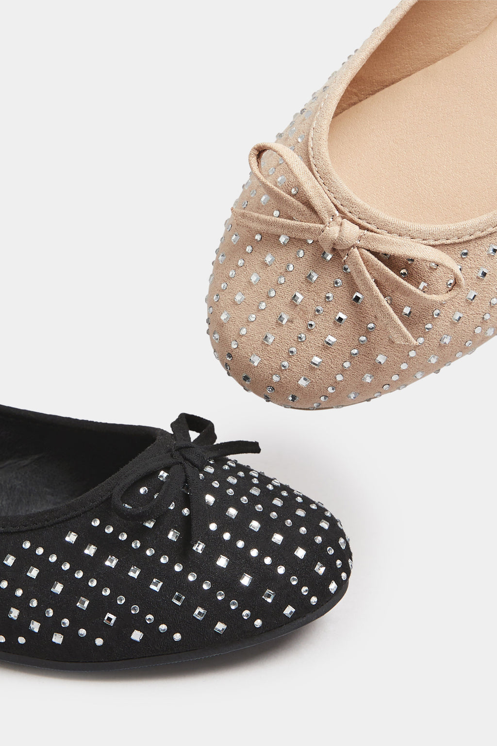  Ballerines Noires Paillettées à Strass Pieds Larges EEE