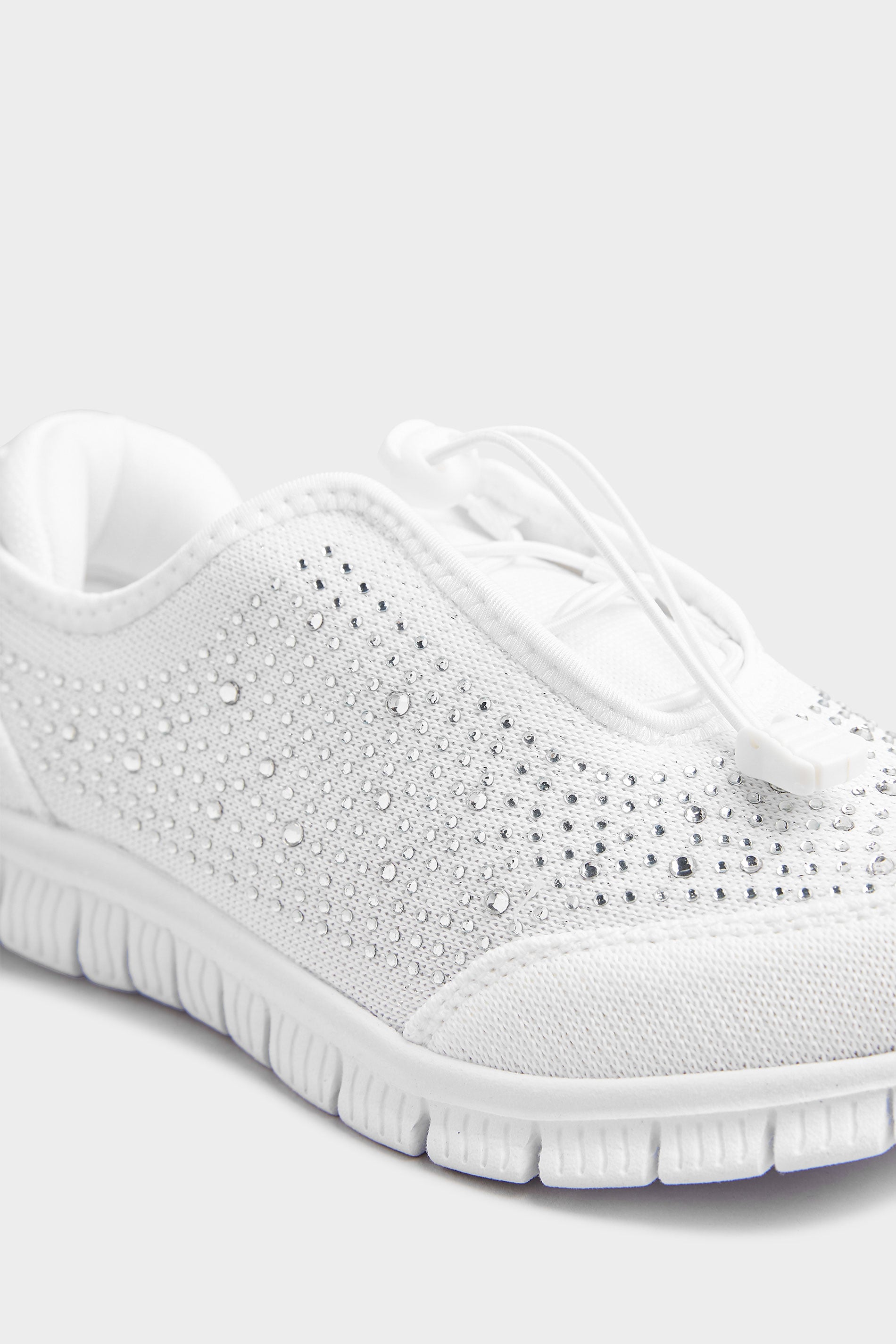  Baskets Blanches Empiècement Strass Pieds Larges EEE