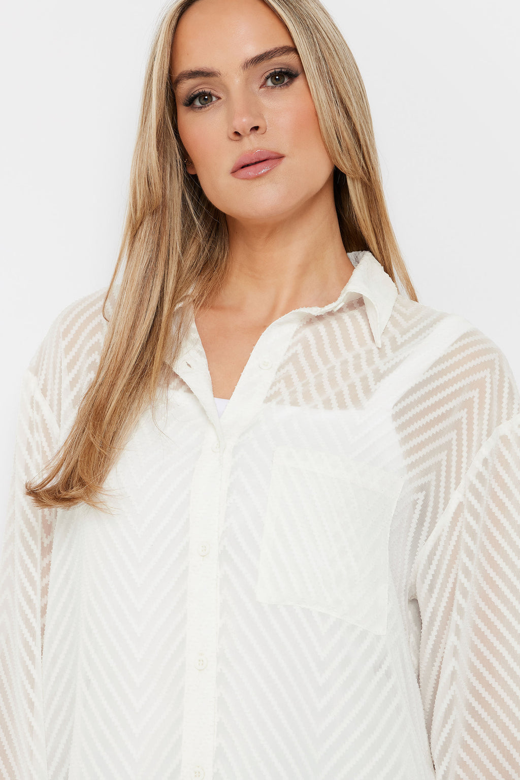  LTS Tall White Shadow Stripe Long Sleeve Shirt