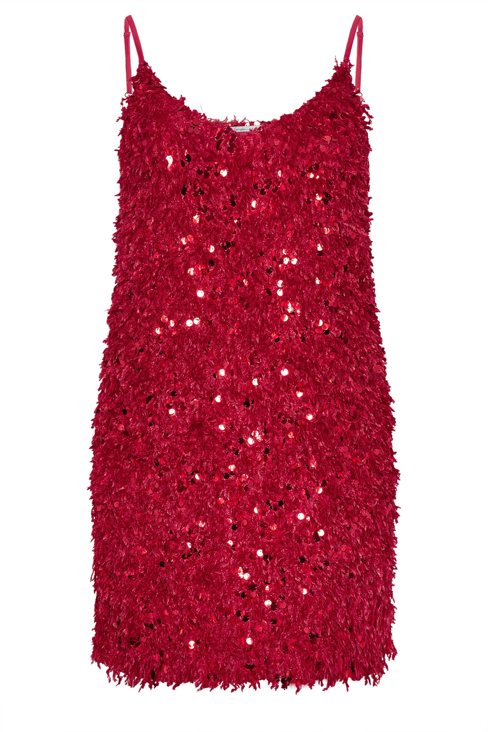  YOURS LONDON Curve Robe Nuisette Rouge Texturée à Sequins