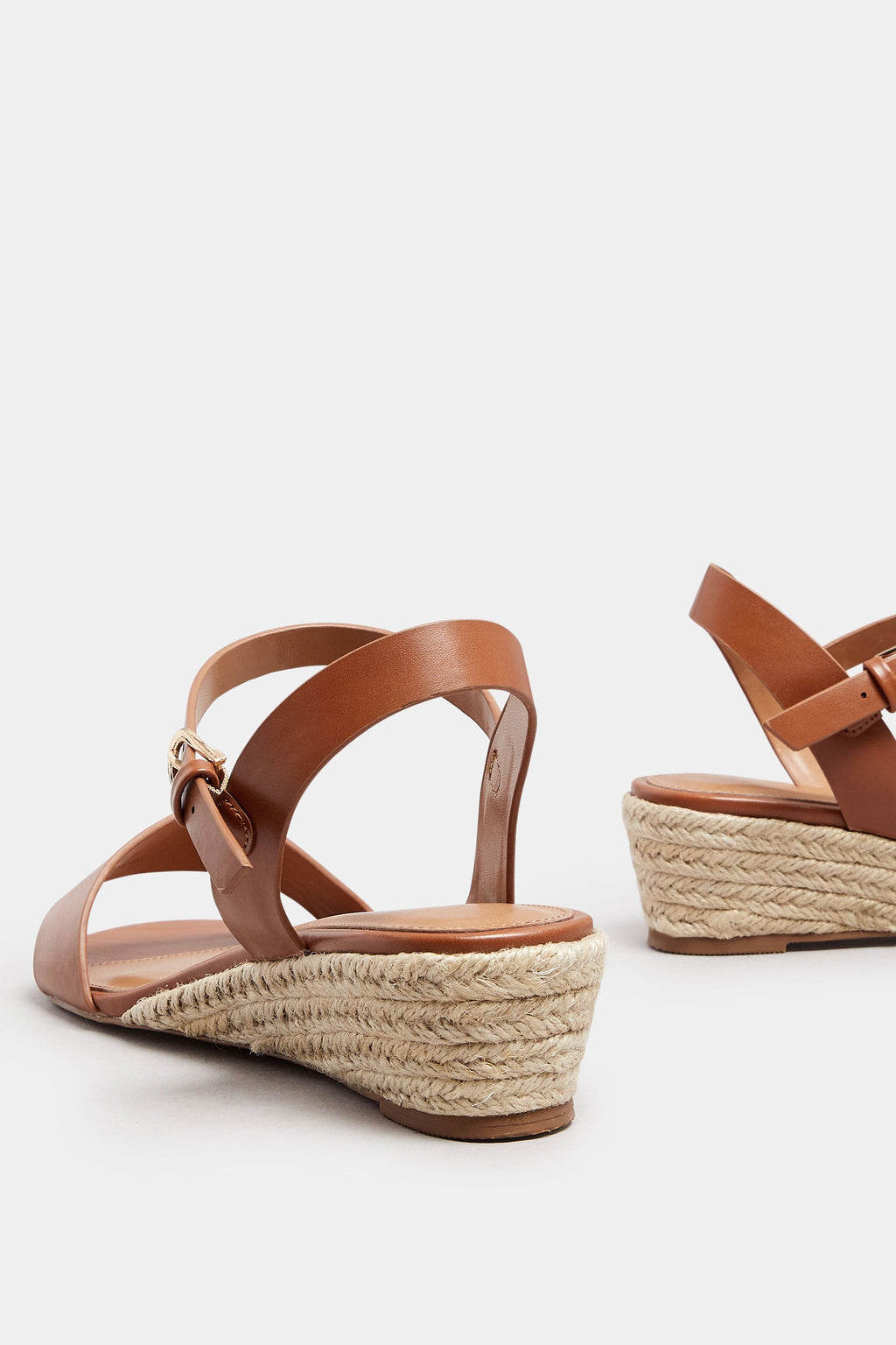  LTS Tan Brown Rope Wedge Sandals In Standard Fit