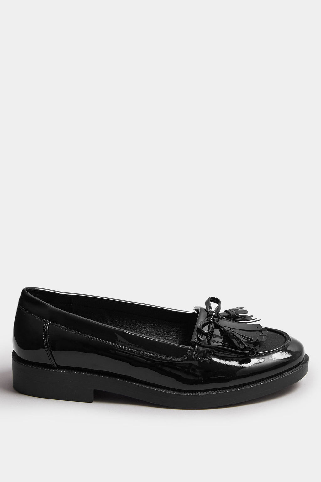  Mocassins à Franges En Cuir Verni Noir, Coupes Wide E Et Extra Wide EEE