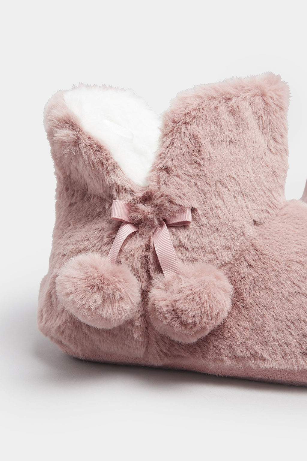  Chaussons Bottes En Fausse Fourrure à Pompons Roses