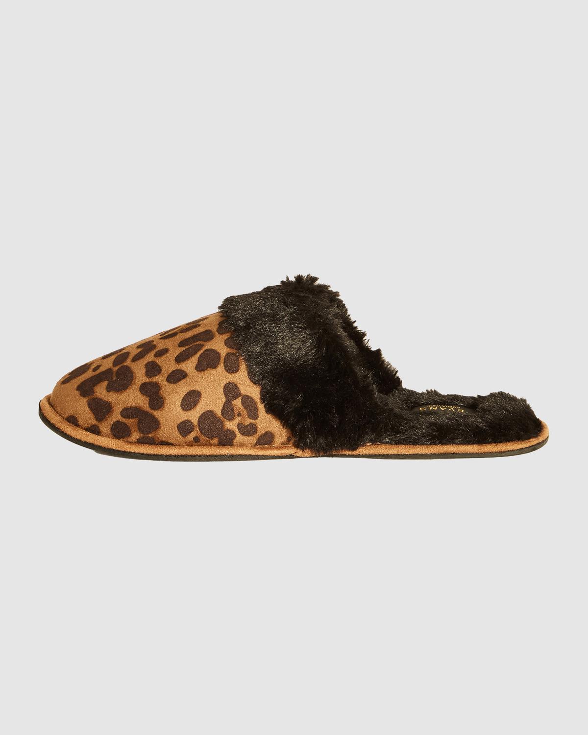  Evans Brown Leopard Print Slipper