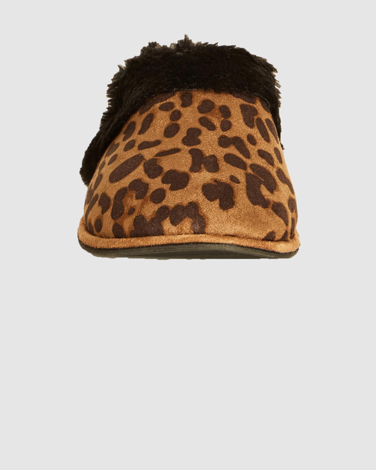 Evans Brown Leopard Print Slipper
