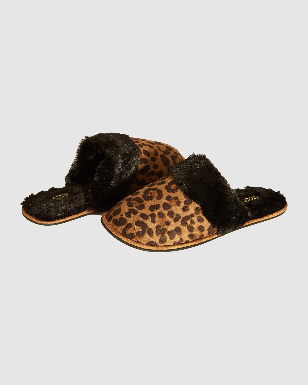  Evans Brown Leopard Print Slipper
