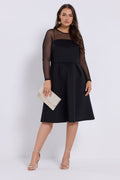  YOURS LONDON Curve Robe Patineuse Noire à Manches En Maille