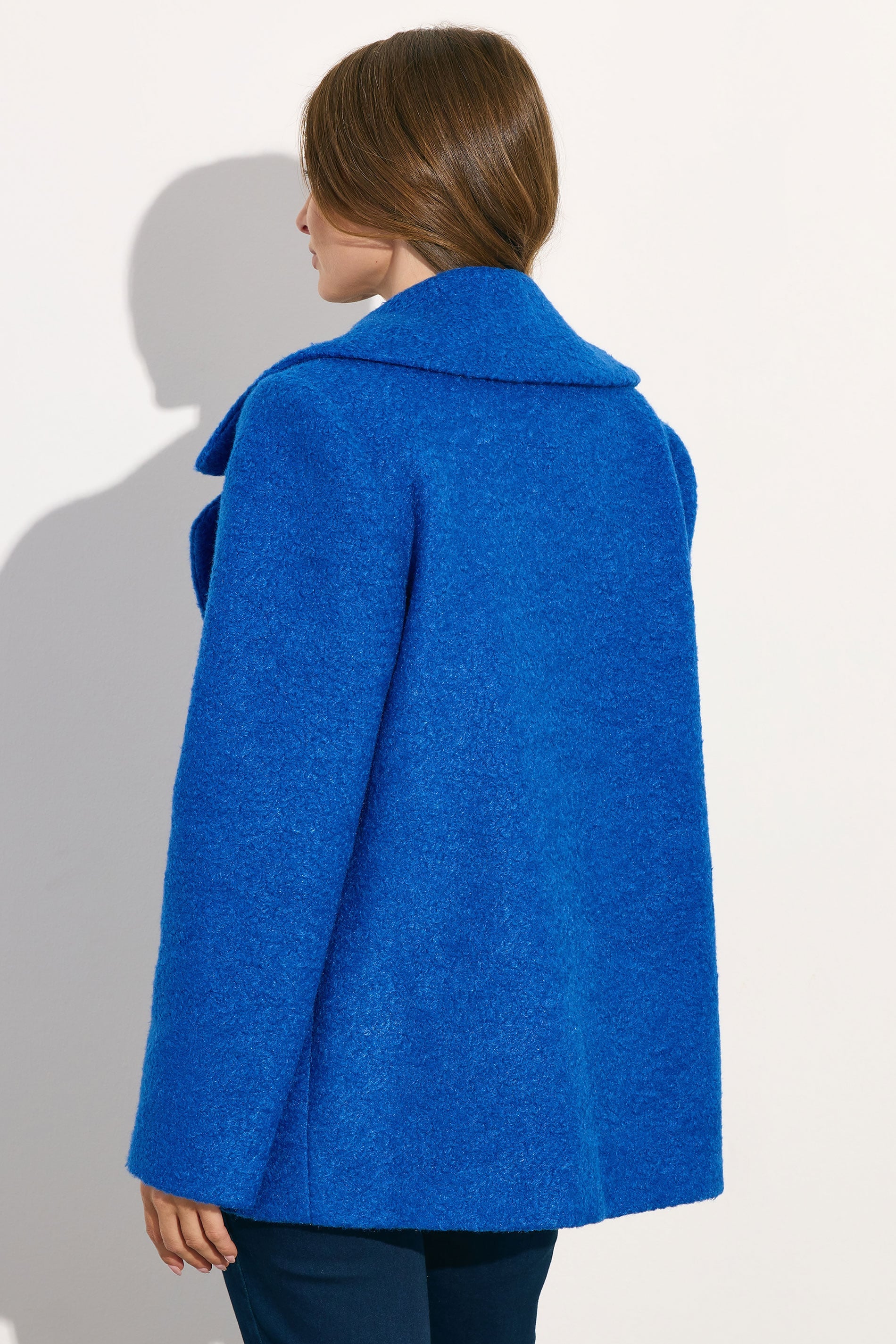  M&Co Cobalt Blue Double Breasted Boucle Jacket