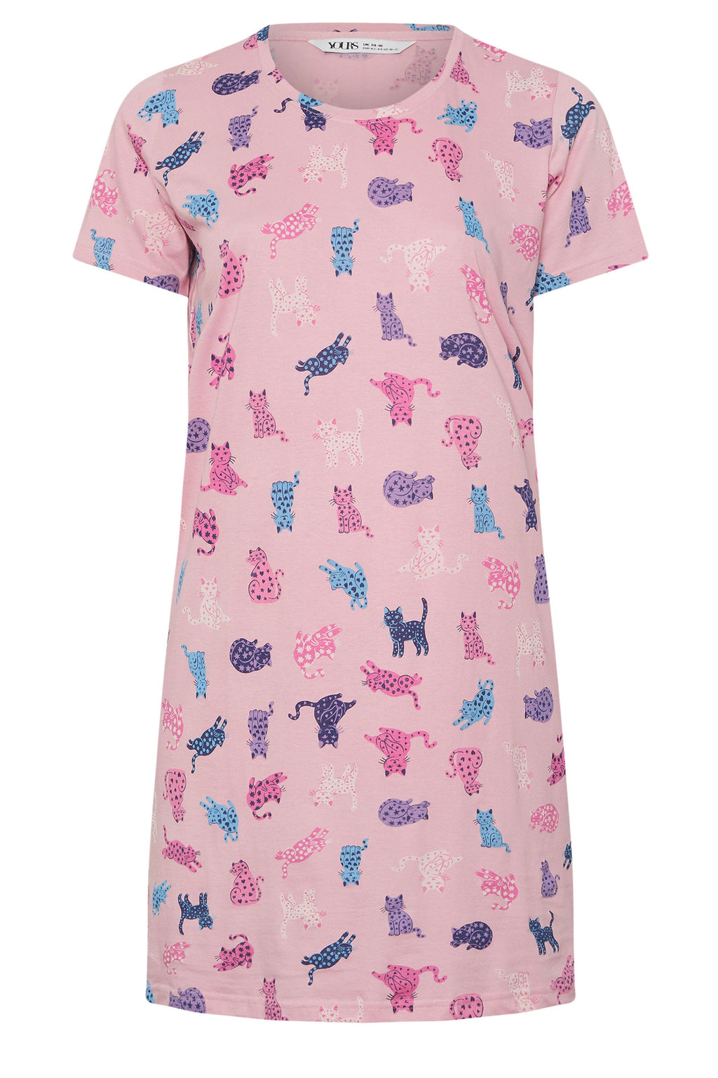  YOURS Lot De 2 Chemises De Nuit Curve à Imprimé Chat Rose Et Bleu