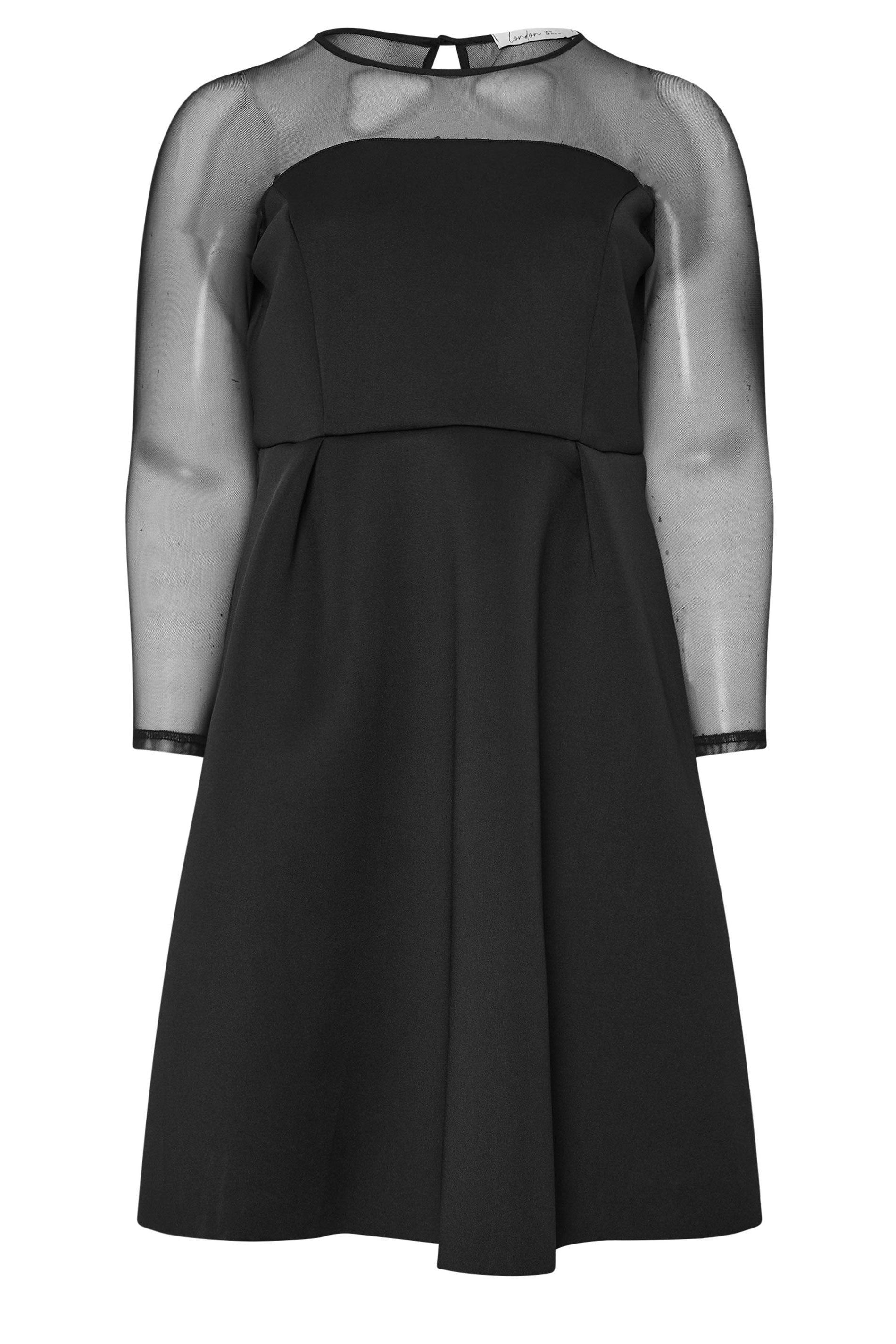  YOURS LONDON Curve Robe Patineuse Noire à Manches En Maille