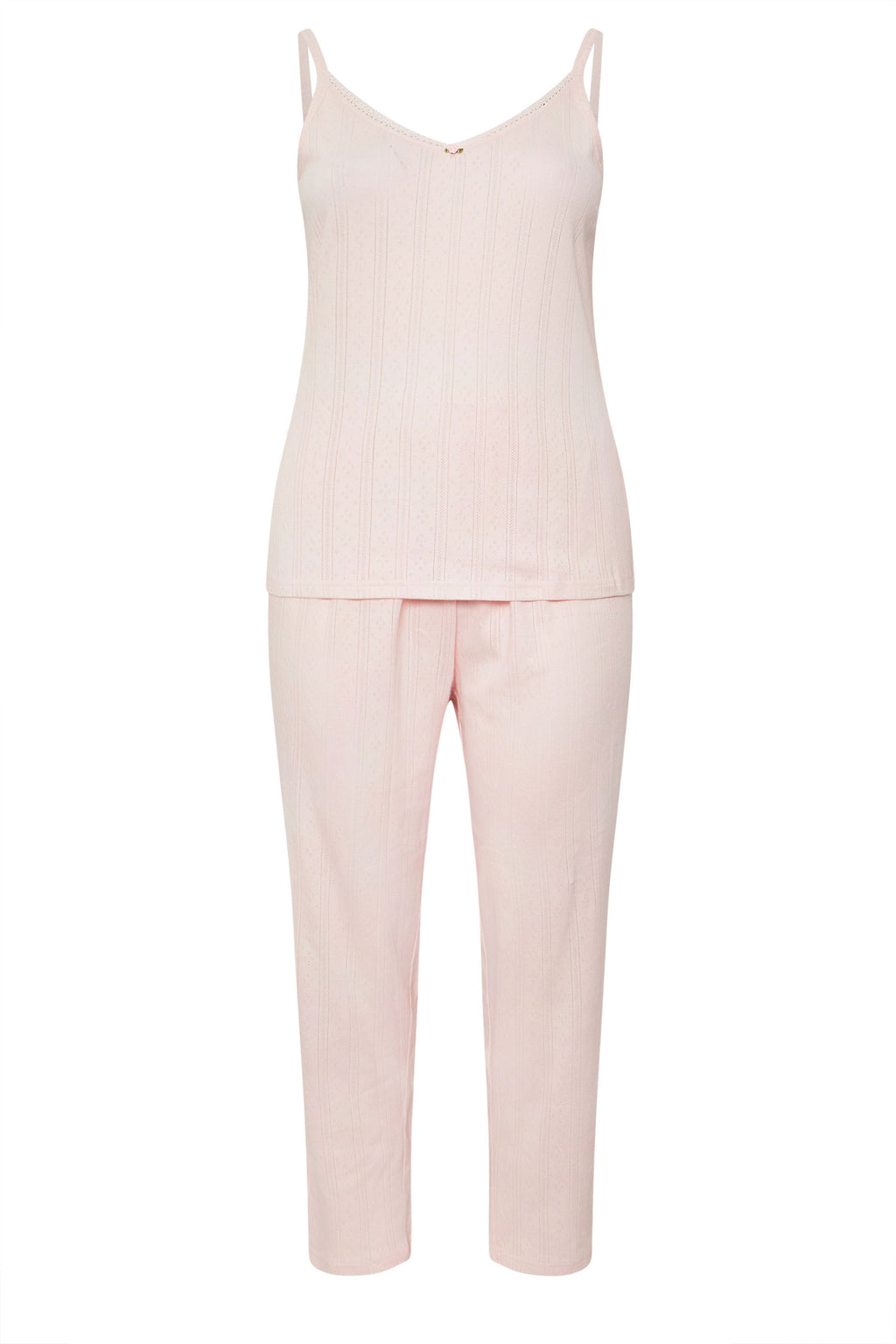  YOURS Curve Ensemble De Pyjama à Jambes Larges En Pointelle Rose