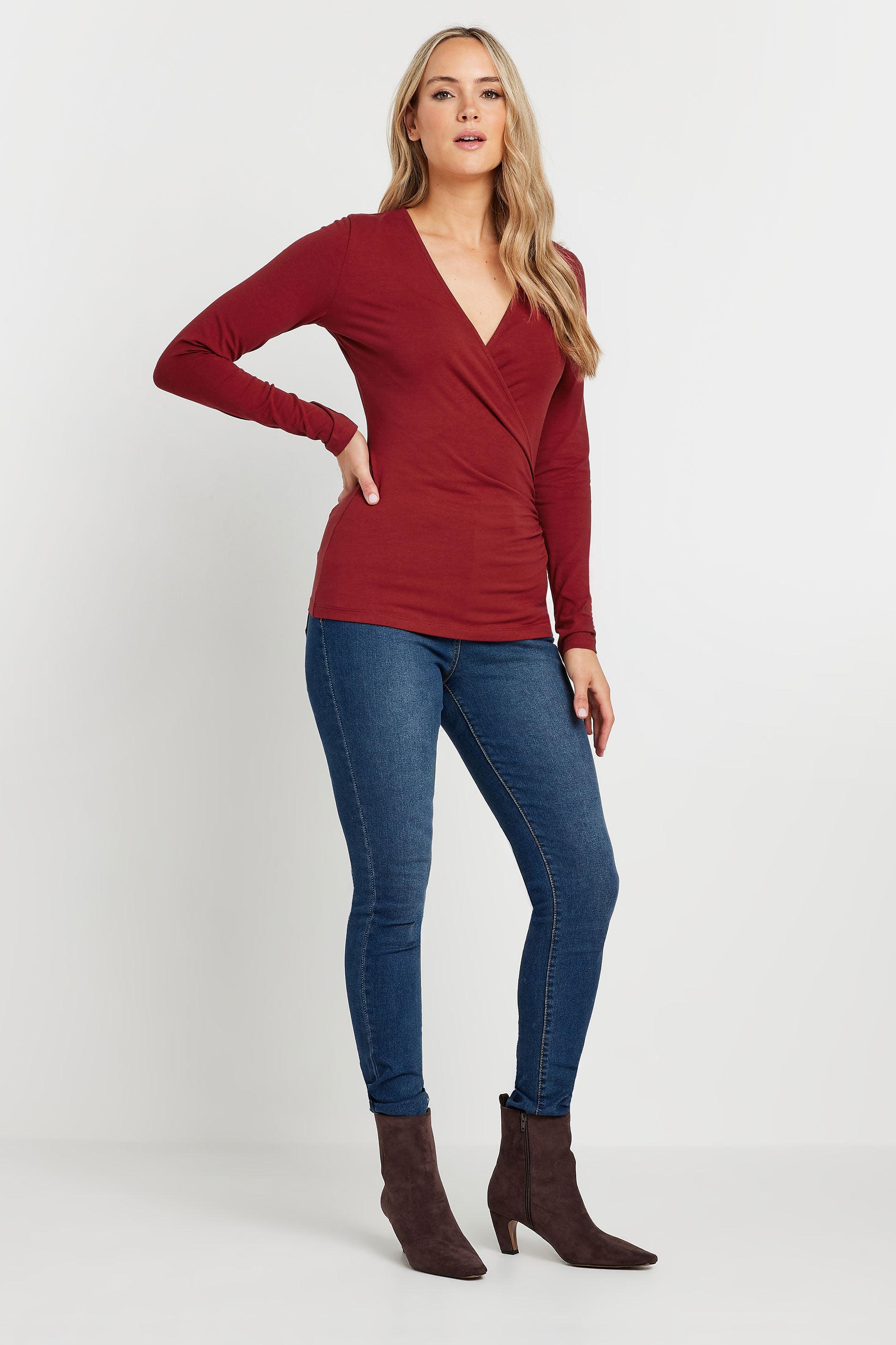  LTS Tall 2 PACK Khaki Green & Red Wrap Tops