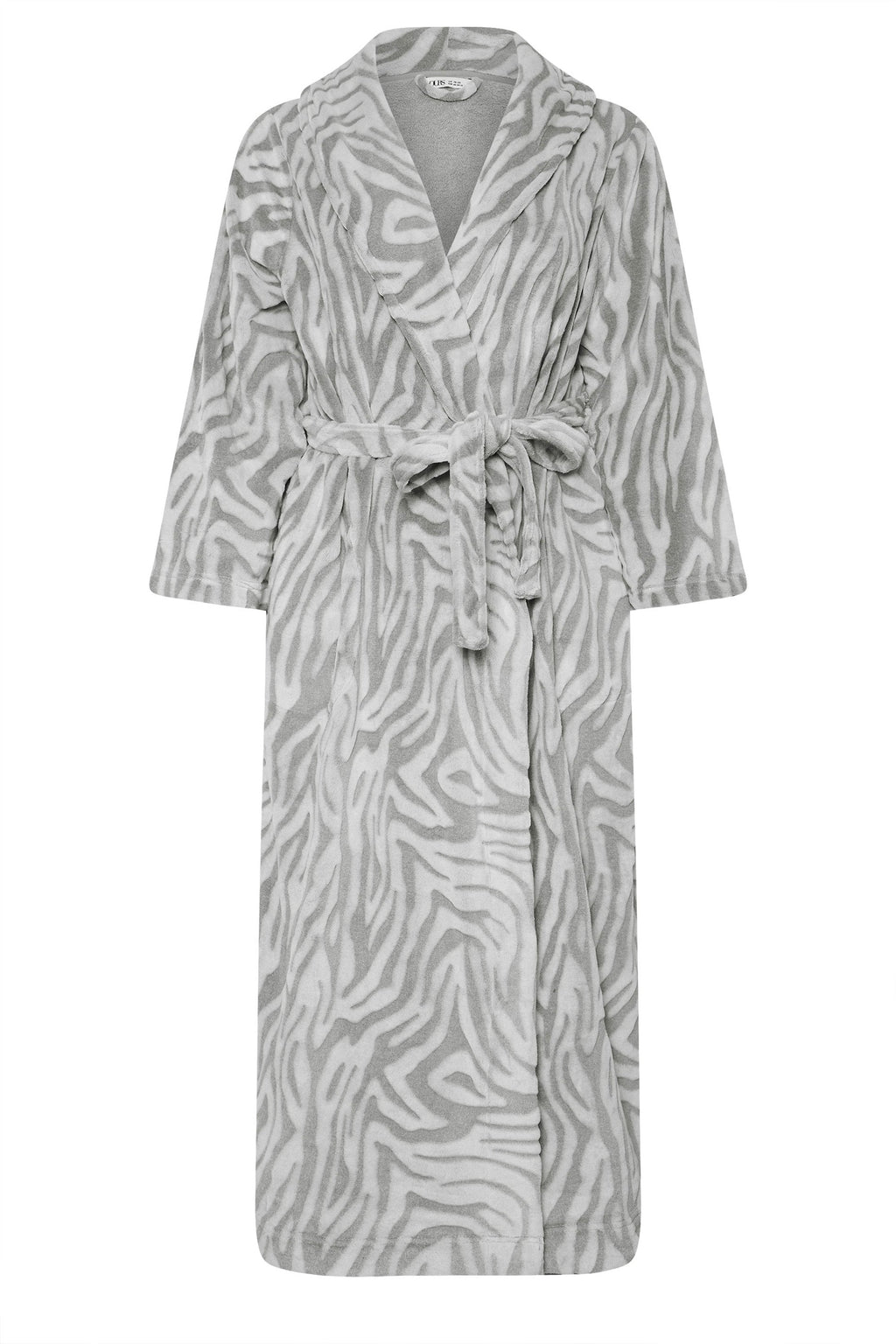  YOURS - Robe De Chambre Maxi Grise & Blanche Zébrée
