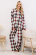  LTS Tall Ivory White & Red Cotton Check Pyjama Set