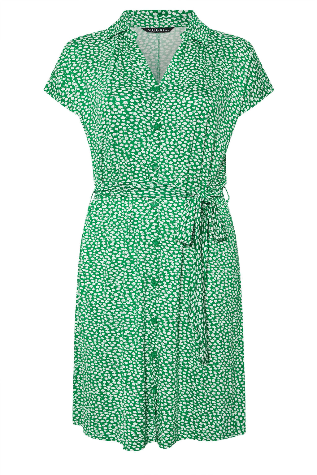  YOURS - Robe Verte Floral Volantée Manches Courtes