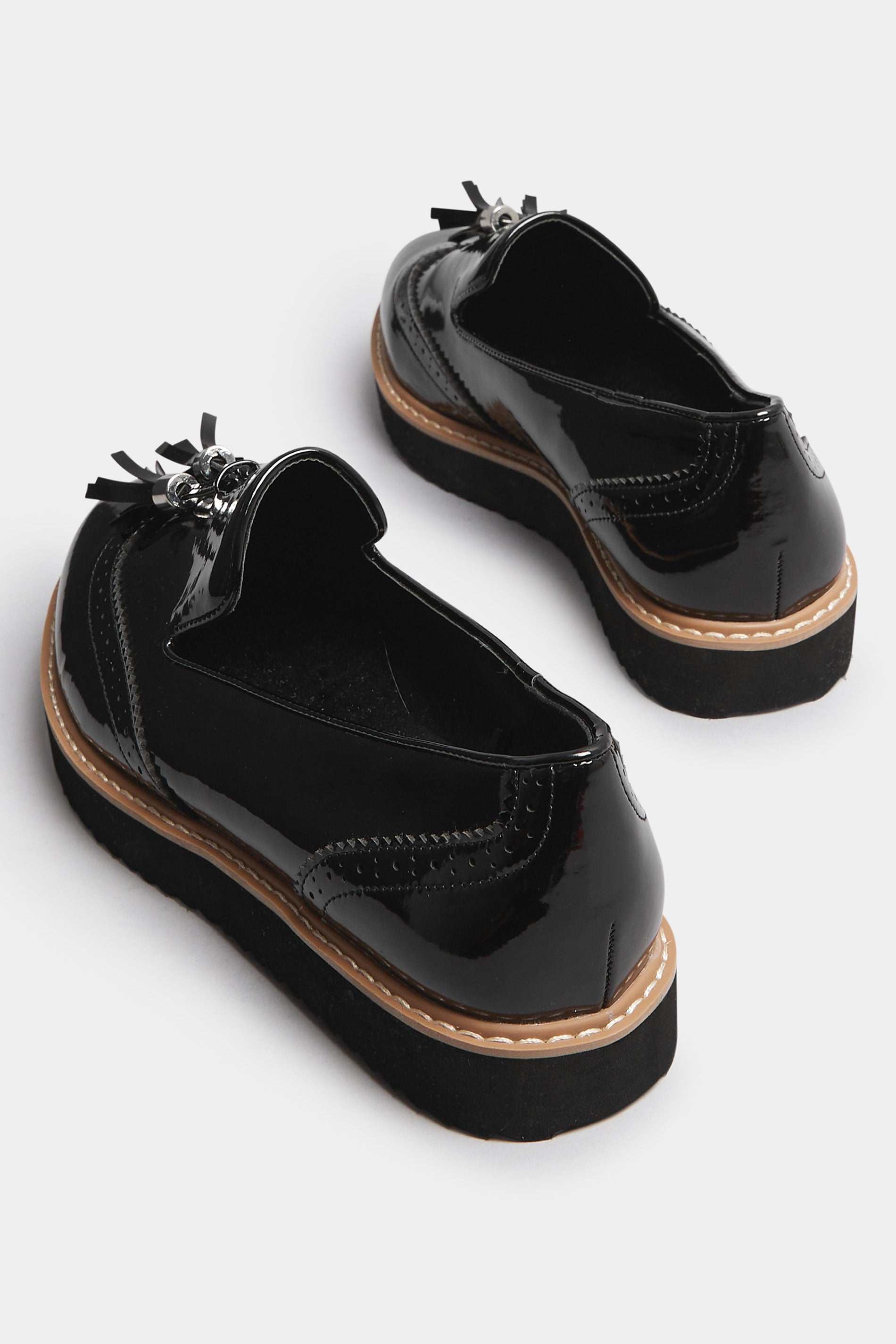  LTS Black Patent Tassel Slip-On Loafers In Standard Fit