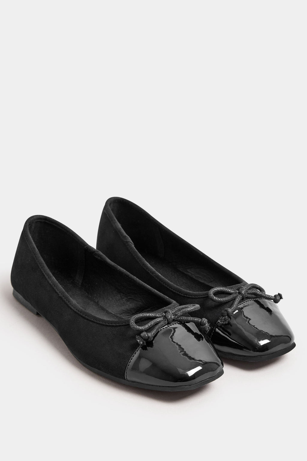  Ballerines Noires Carrées à Noeuds Vernies Pieds Extra Larges EEE