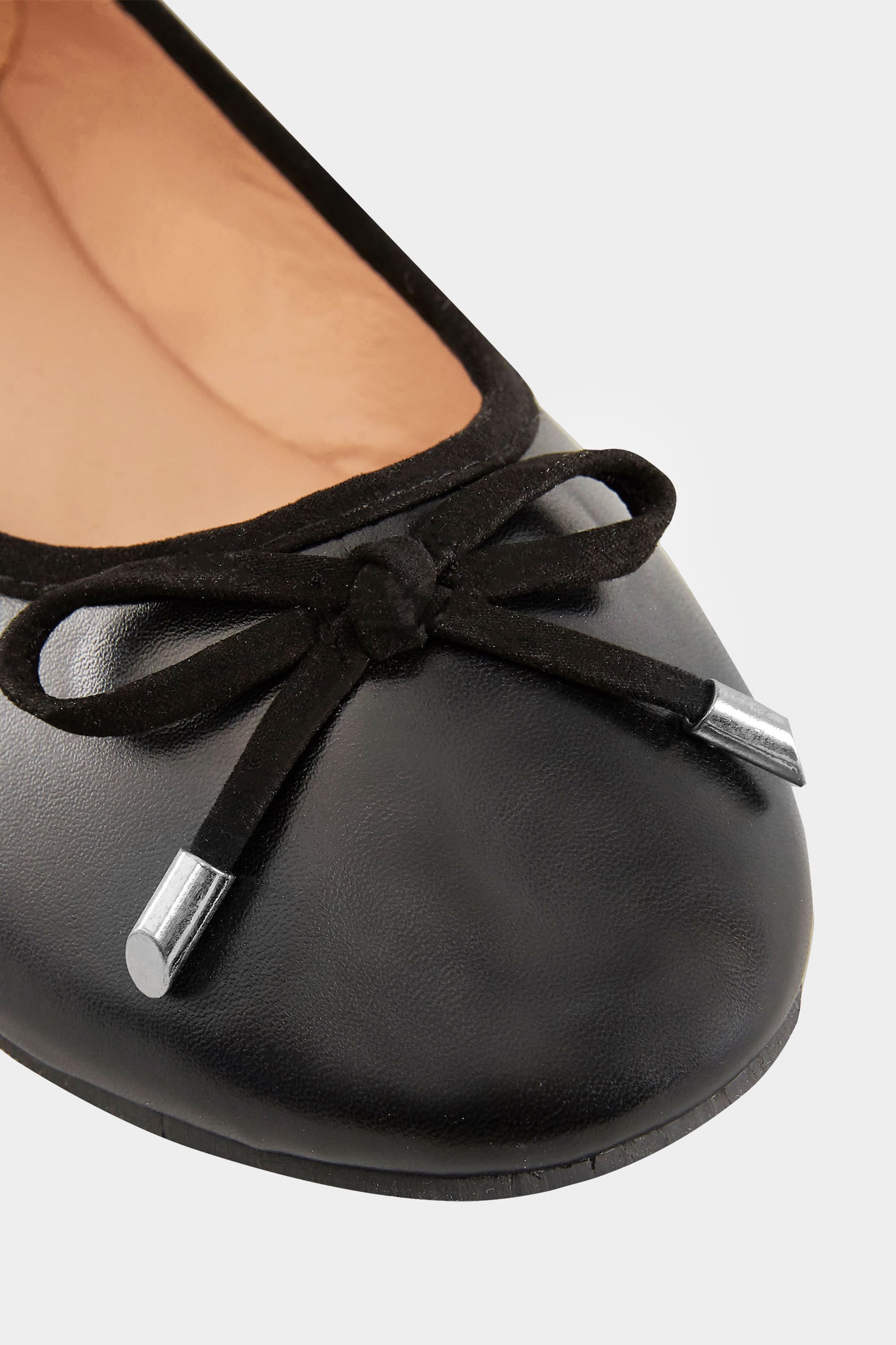  Ballerines Avec Noeud - Noir Pieds Larges EEE