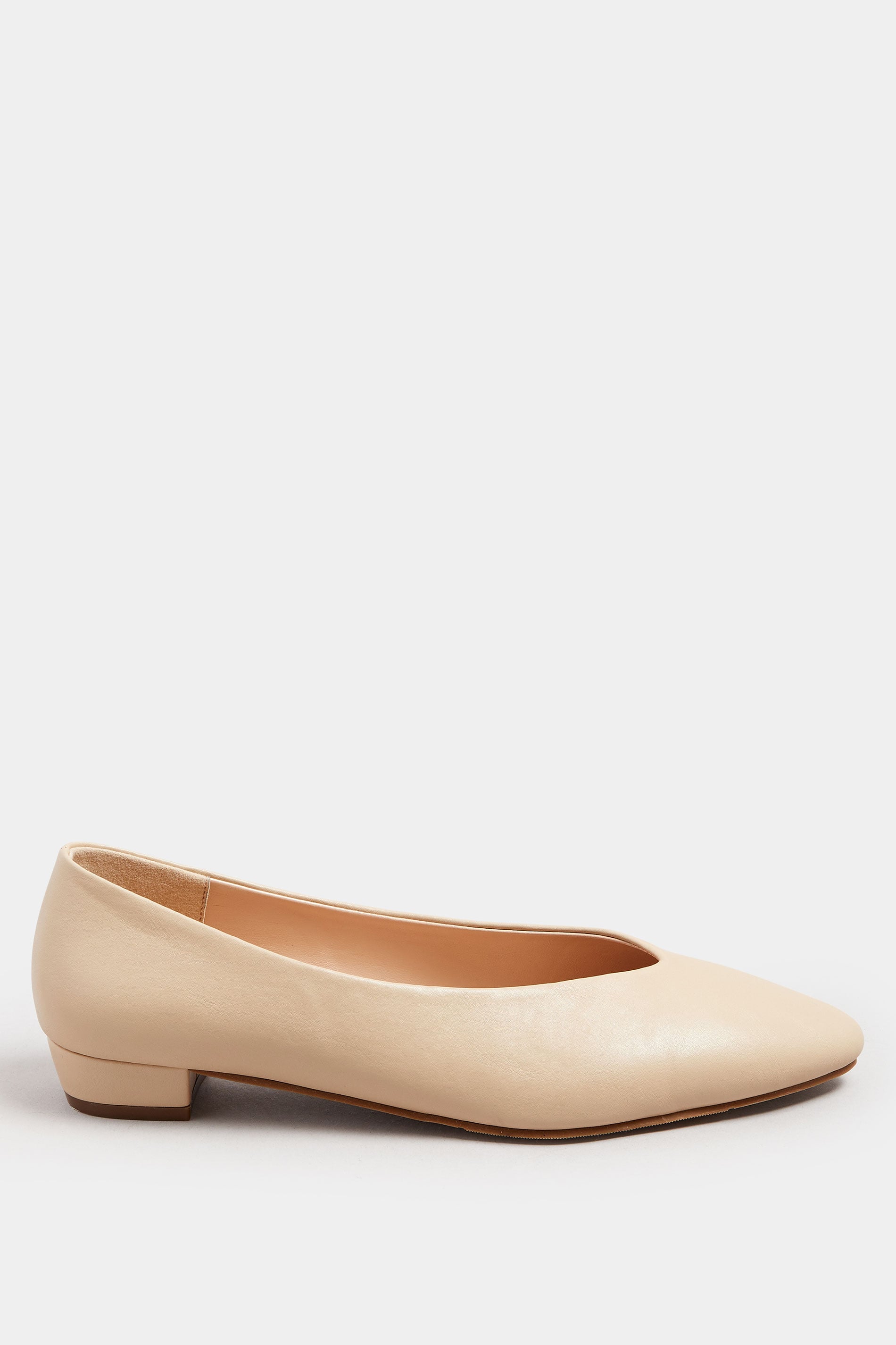  LTS Stone Brown Pointed Court Block Heel In Standard Fit