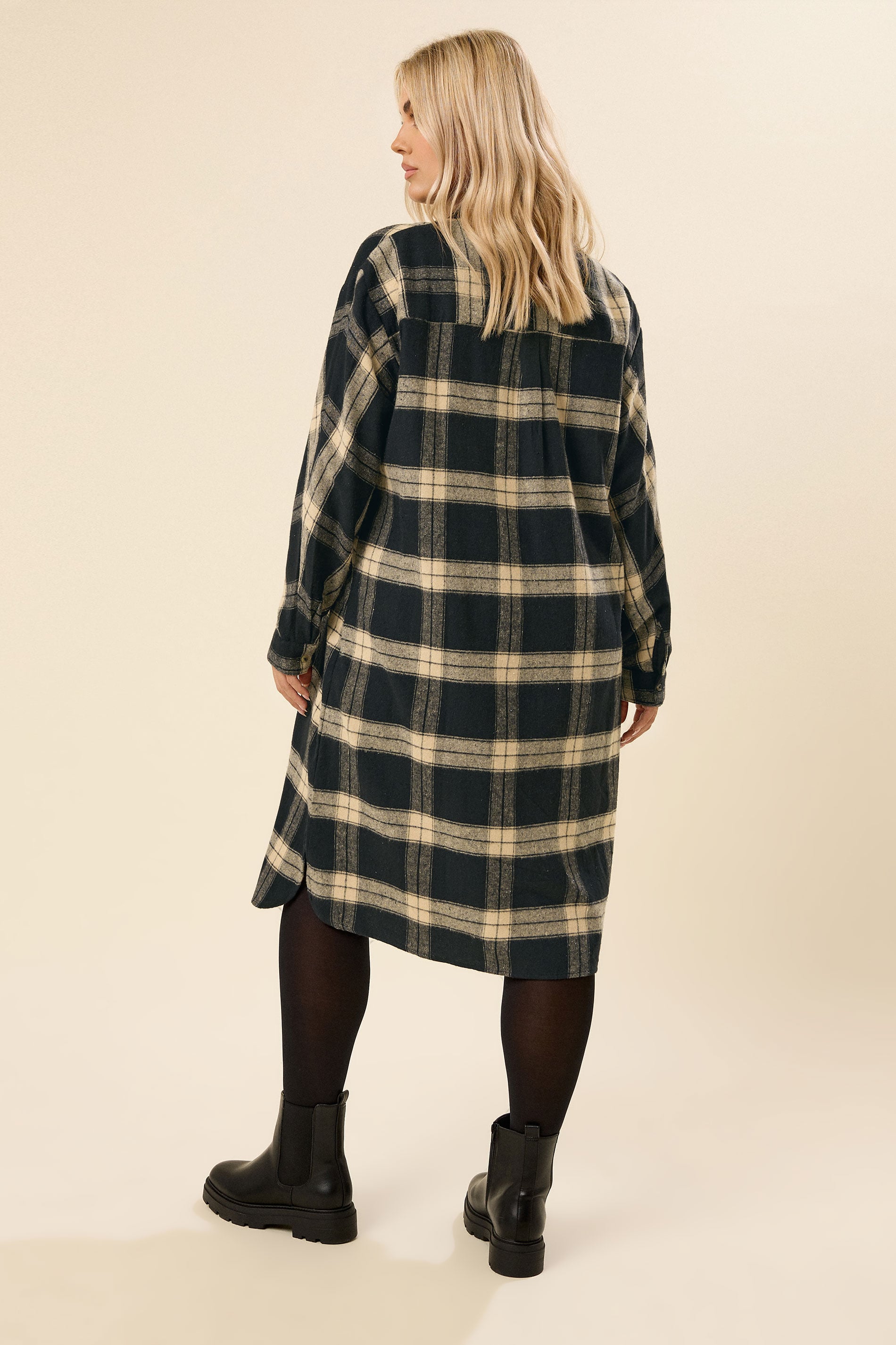  YOURS - Chemise Longue à Carreaux Noire Et Marron