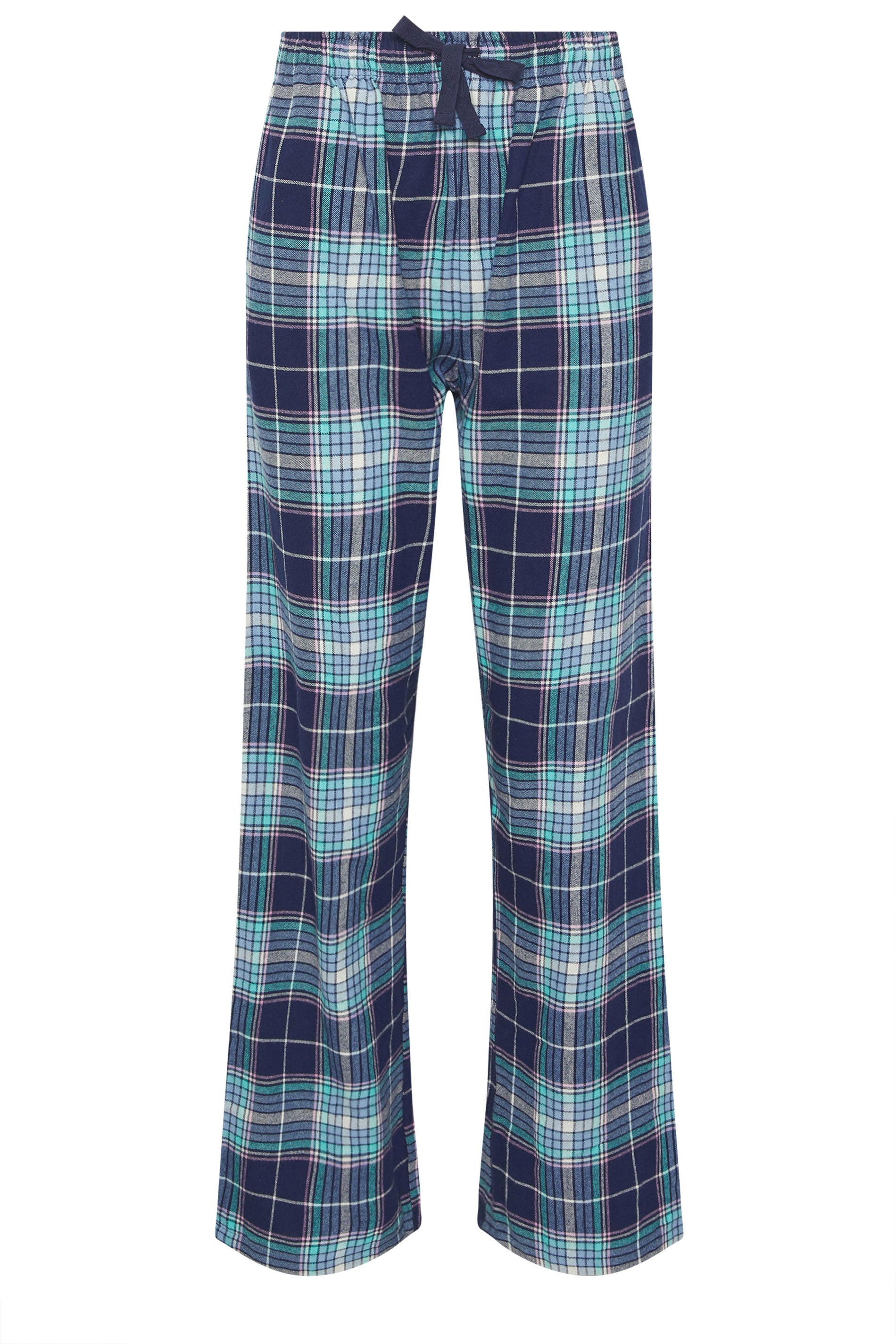  LTS Tall Blue Cotton Check Pyjama Bottoms