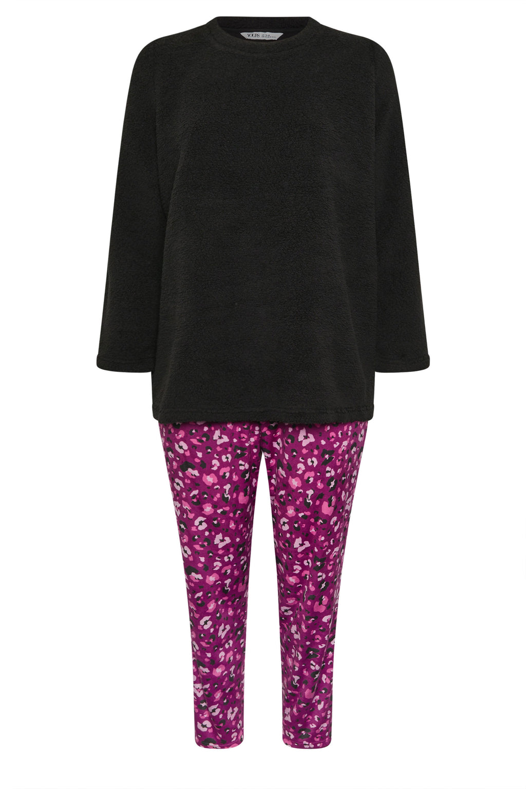  YOURS - Ensemble Loungewear Noir & Rose Design Léopard