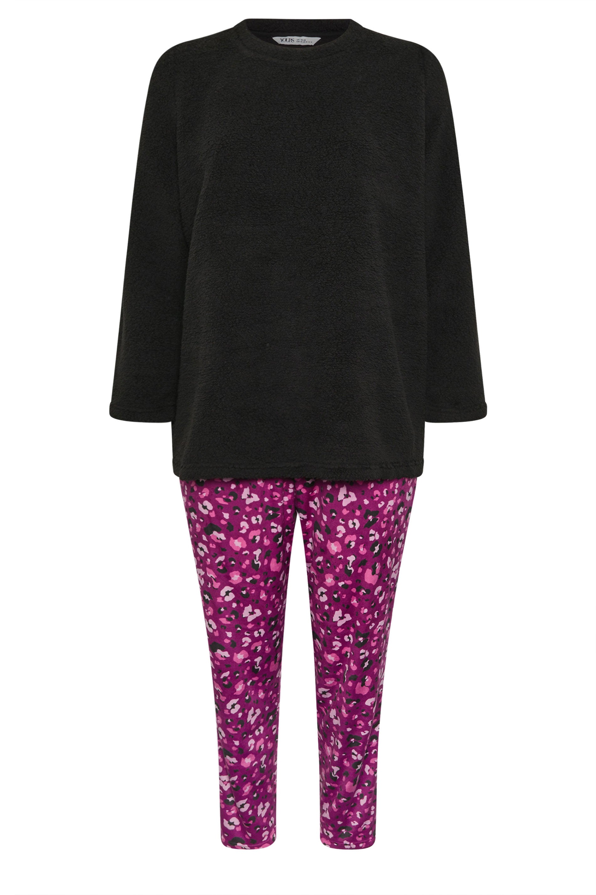  YOURS - Ensemble Loungewear Noir & Rose Design Léopard